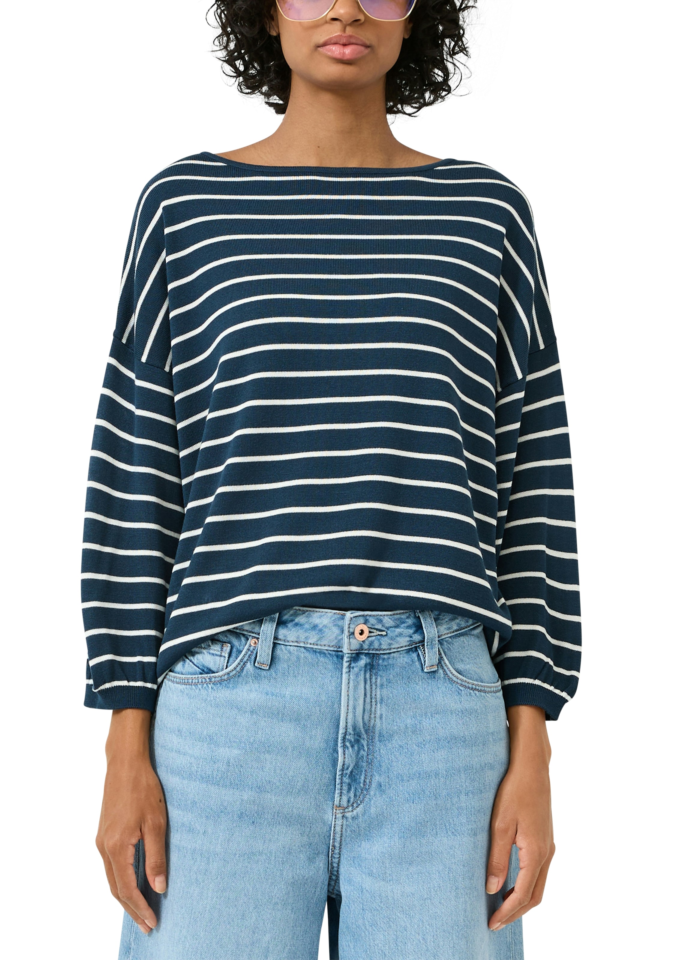 QS 3/4 Arm-Pullover gestreift, mit Viskose