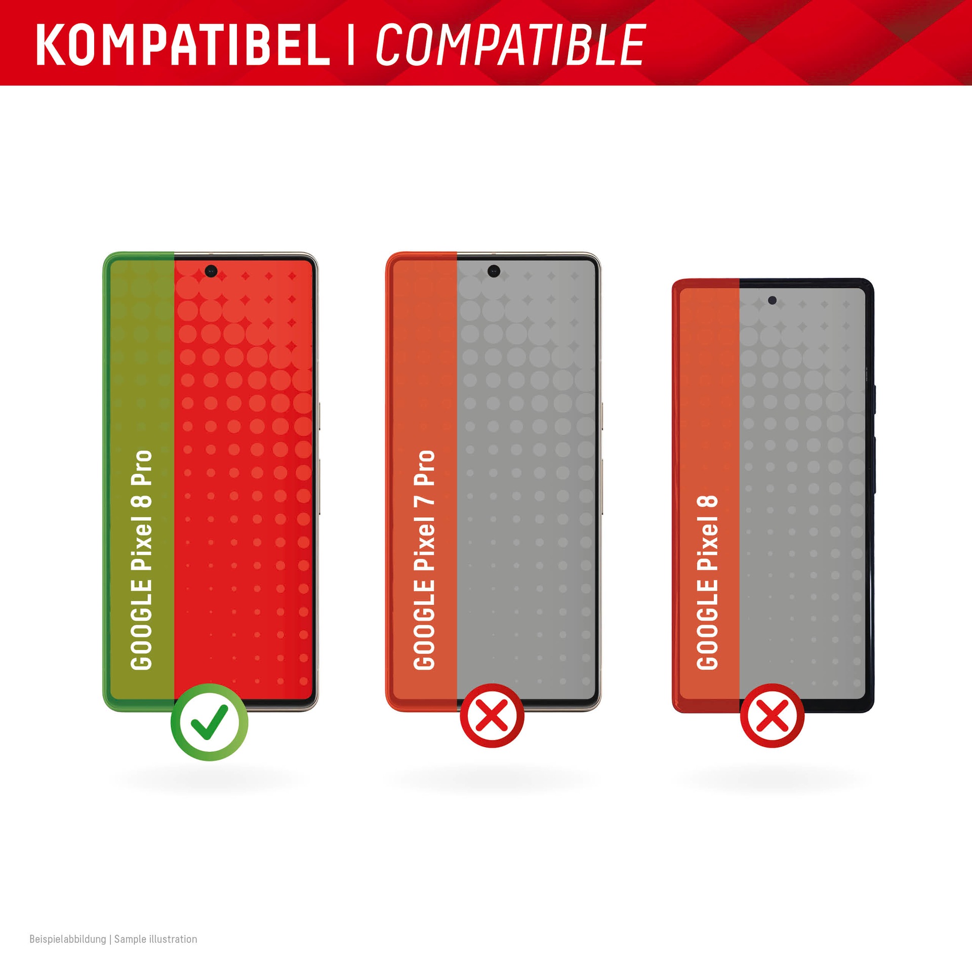 Displex Displayschutzglas »Real Glass + Case Set« für Google Pixel 8 Pro Displayschutzfolie Displayschutz Rundumschutz 360 Grad splitterfest