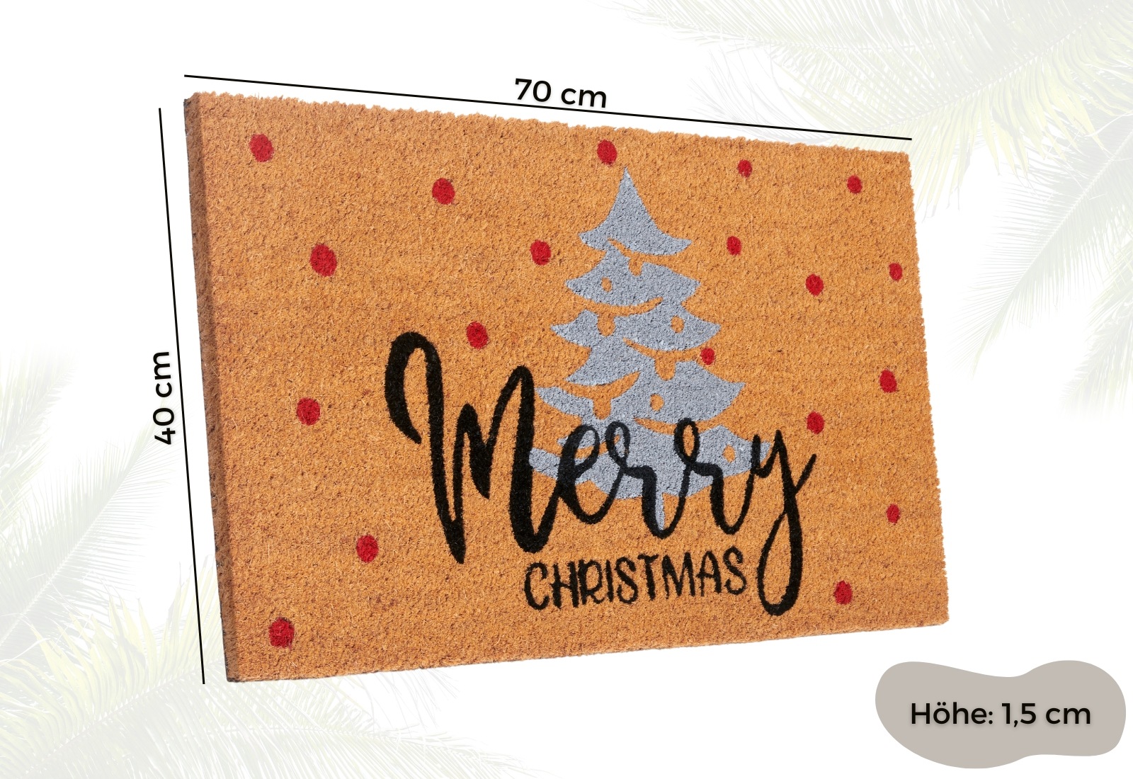 HANSE Home Fussmatte »Kokos Silver Christmas Gifts, Türmatte«, rechteckig, 15 mm Höhe, Schmutzfangmatte, Rutschfest, Outdoor, Weihnachten, Kokosmatte, Flur