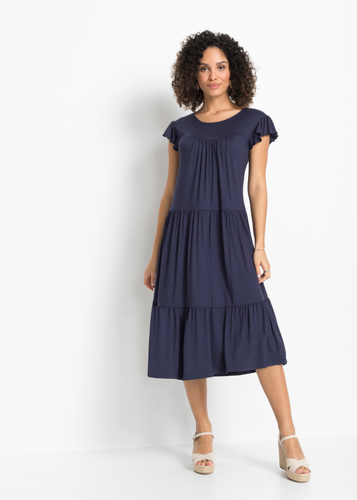 Image of bonprix Midikleid für den Alltag, aus Viskose, A-Linie, mit Knopfverschluss im Nacken