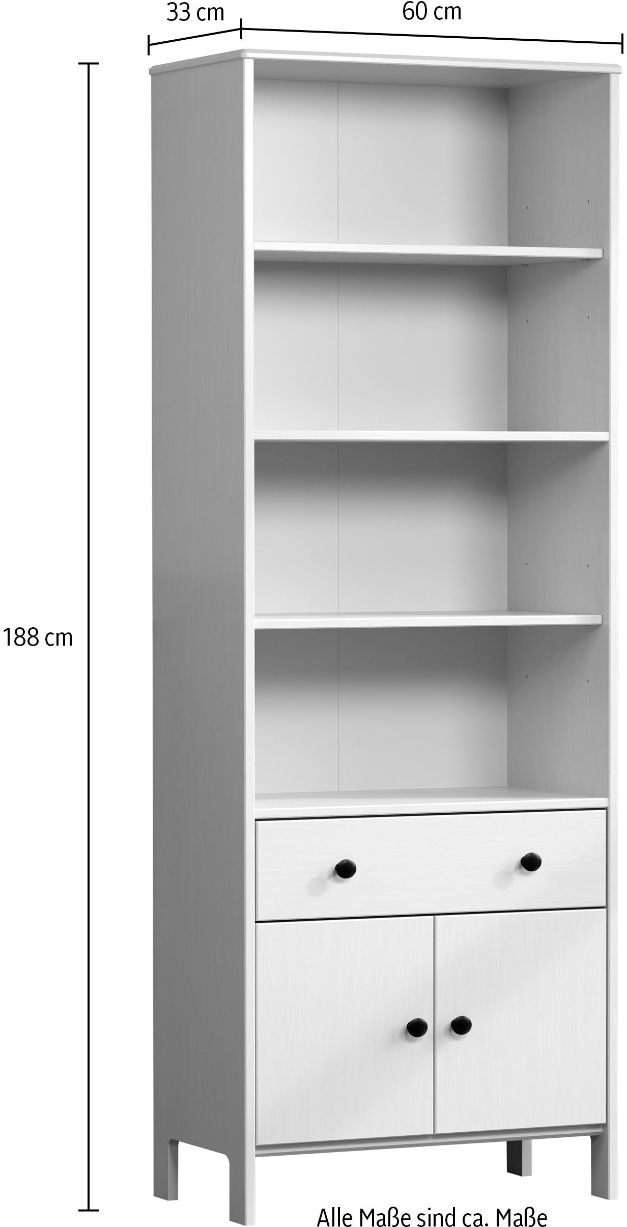 welltime Hochschrank »Kall«, (1 St.), Badezimmerschrank aus Kiefer-Massivholz - Masse (B/T/H) 60/33/188 cm