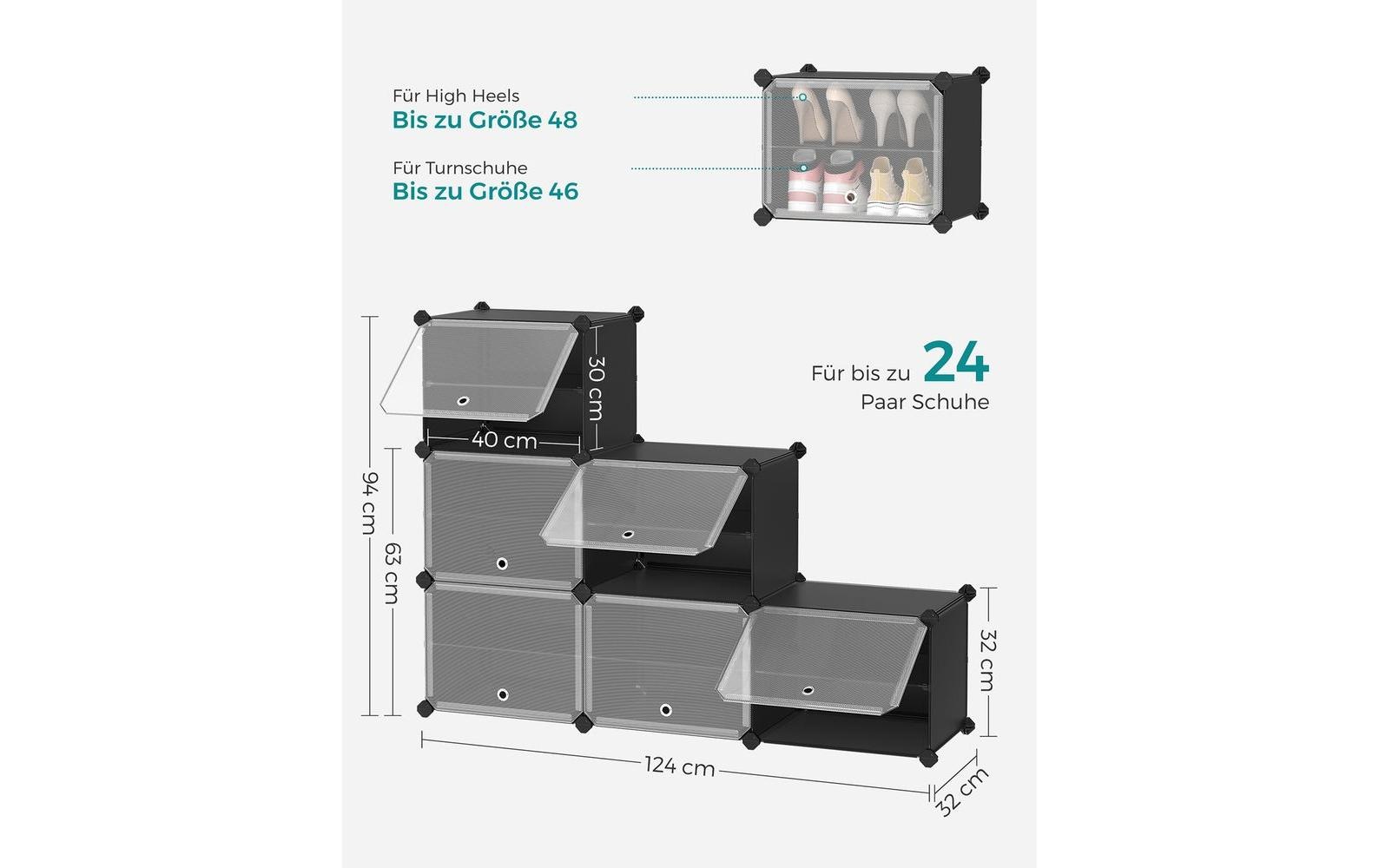 SONGMICS Schuhstapler »stapelbar 124 x 94 cm Schwarz«