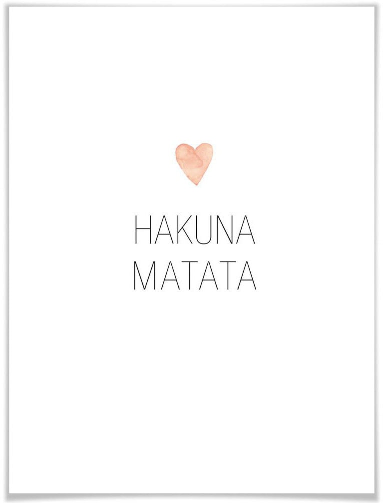 Matata«, Bild, bequem Poster, (1 Wandbild, Poster kaufen Schriftzug, St.), Wall-Art Wandposter »Hakuna