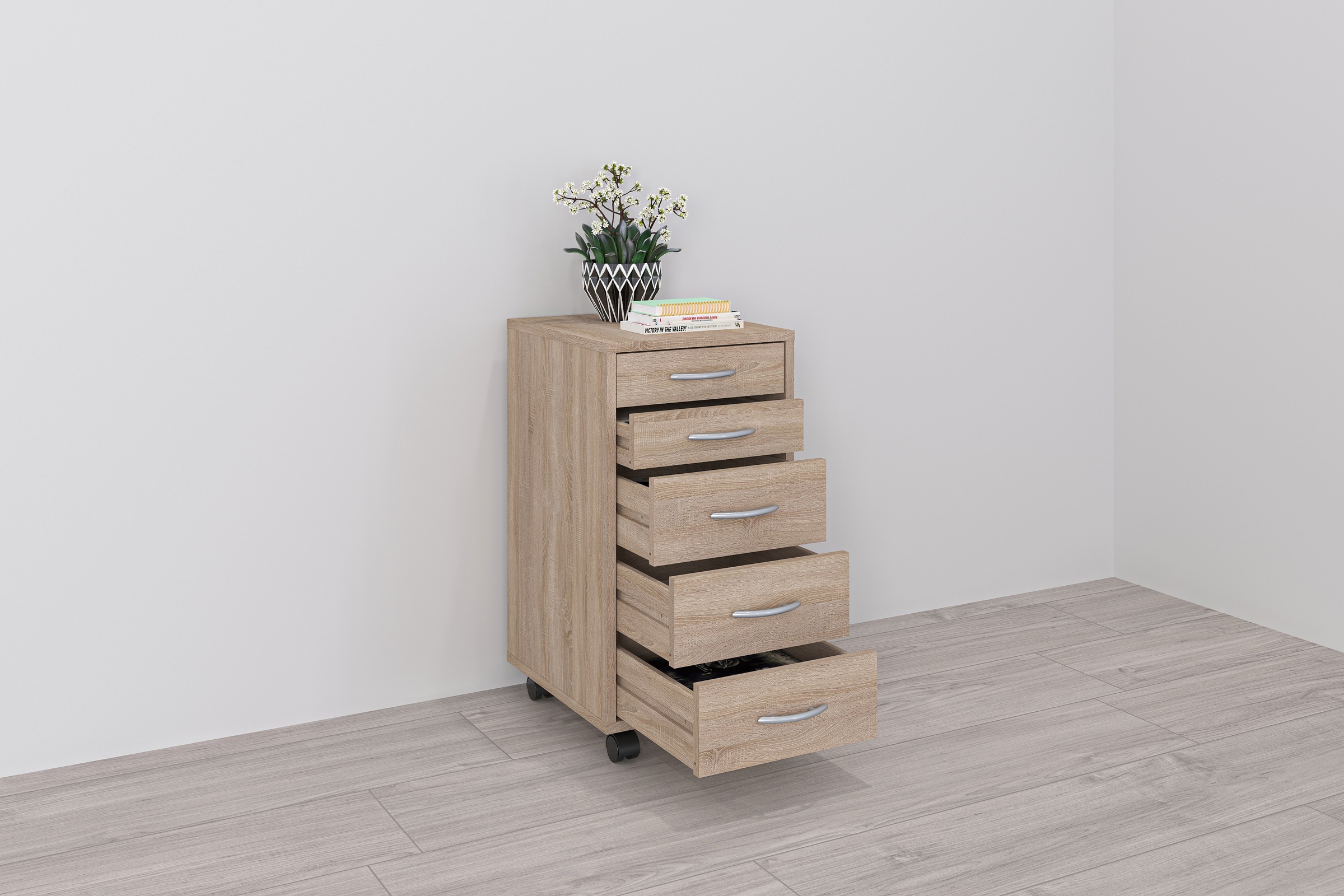 Image of FMD Rollcontainer "Freddy" Büroaufbwahrung mit 5 Schubkästen auf Rollen, 63 cm hoch