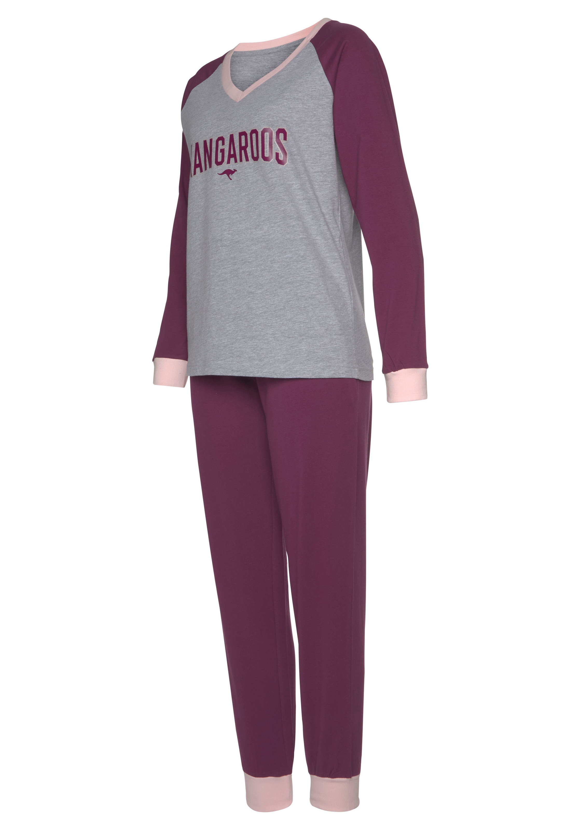 ♕ KangaROOS Pyjama, versandkostenfrei Raglanärmeln mit Stück), tlg., kontrastfarbenen 1 (2 kaufen
