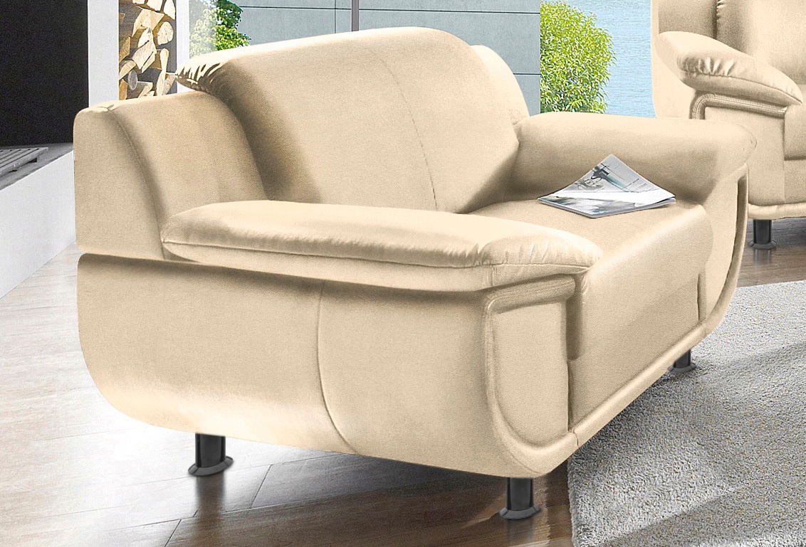 Image of TRENDMANUFAKTUR Sessel "Rondo 121 cm, Breite, breite Armlehnen, Füsse schwarz" Big-Sessel wahlweise mit Federkern, in verschiedenen Bezügen