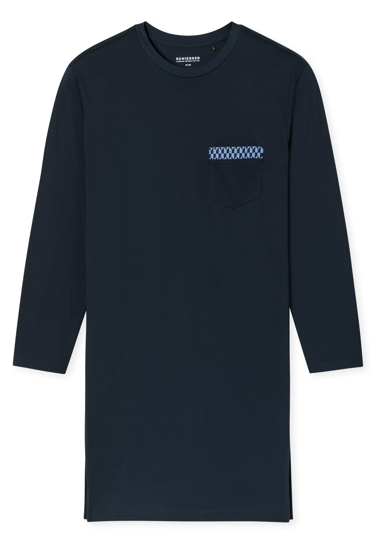 Schiesser Nachthemd »Comfort Nightwear« Brusttasche seitliche Schlitze, weich, Langarm, Single Jersey, Baumwolle