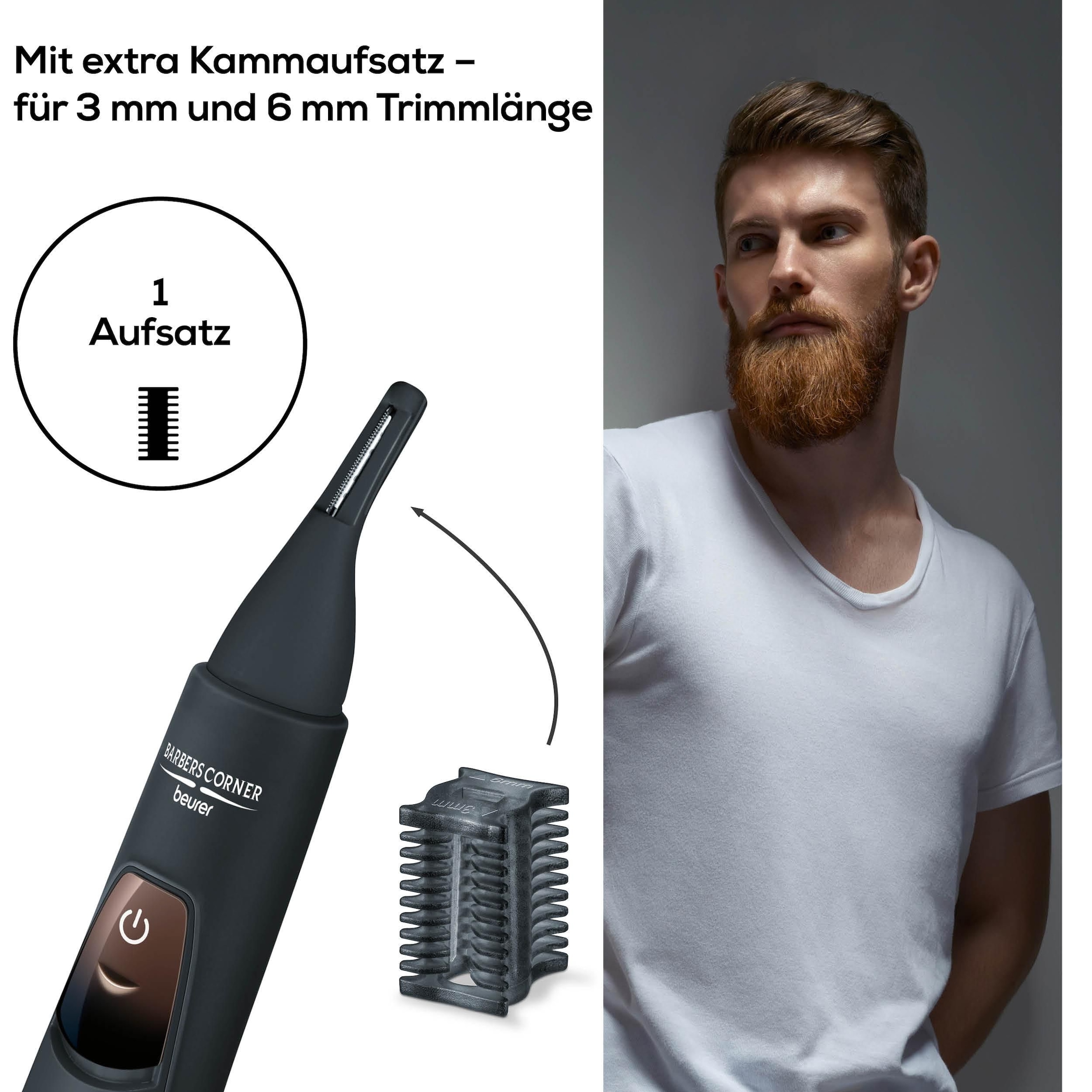 BEURER Nasen- und Ohrhaartrimmer »HR 2000 Präzisionstrimmer für Augenbrauen, Nasen- und Ohrhaare« 1 Aufsätze Inkl. Schutzkappe, Aufbewahrungsbeutel und Reinigungspinsel