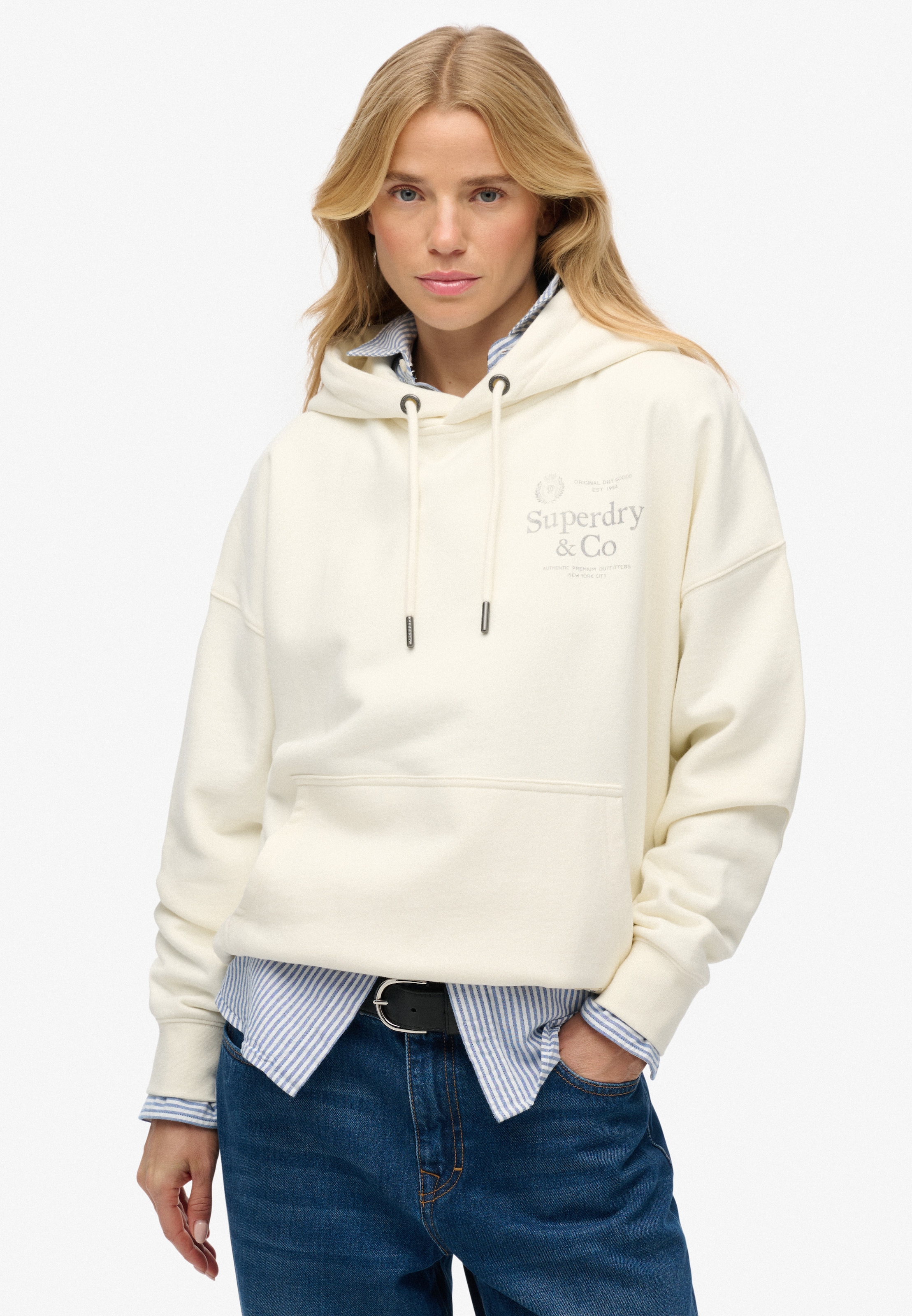 Image of Superdry Kapuzensweatshirt "LUXE CASUAL RELAXED HOOD", Baumwolle, oversize