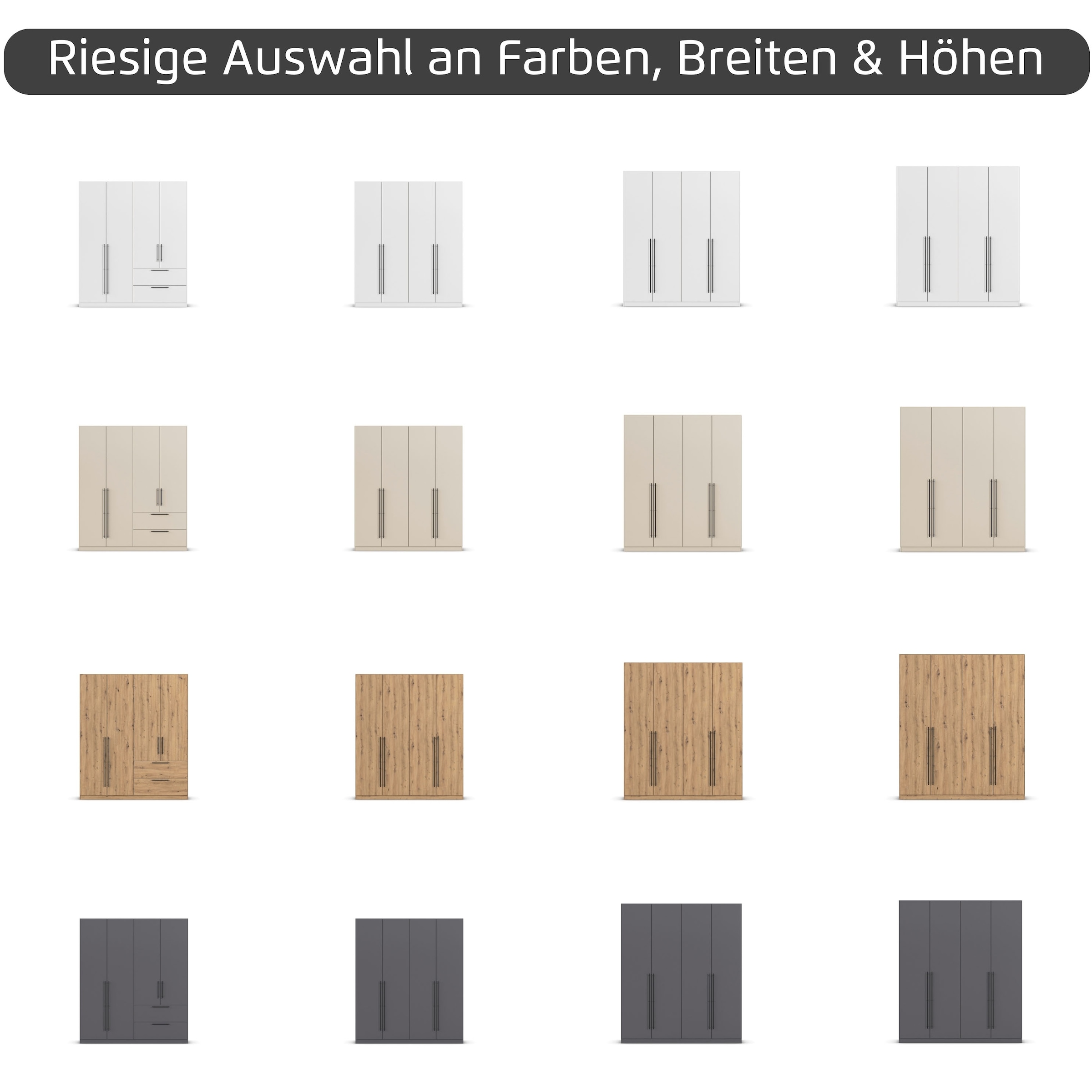 GOODproduct Kleiderschrank »Mehrzweckschrank Aktenschrank Möbel Mietswohnung Schlafzimmer AVOLA« 3 verschiedene Ausstattungen BASIC/CLASSIC/PREMIUM (inkl. SOFT-CLOSE),  mit hochwertigen Stangengriffen in Schwarz aus Metall MADE IN GERMANY