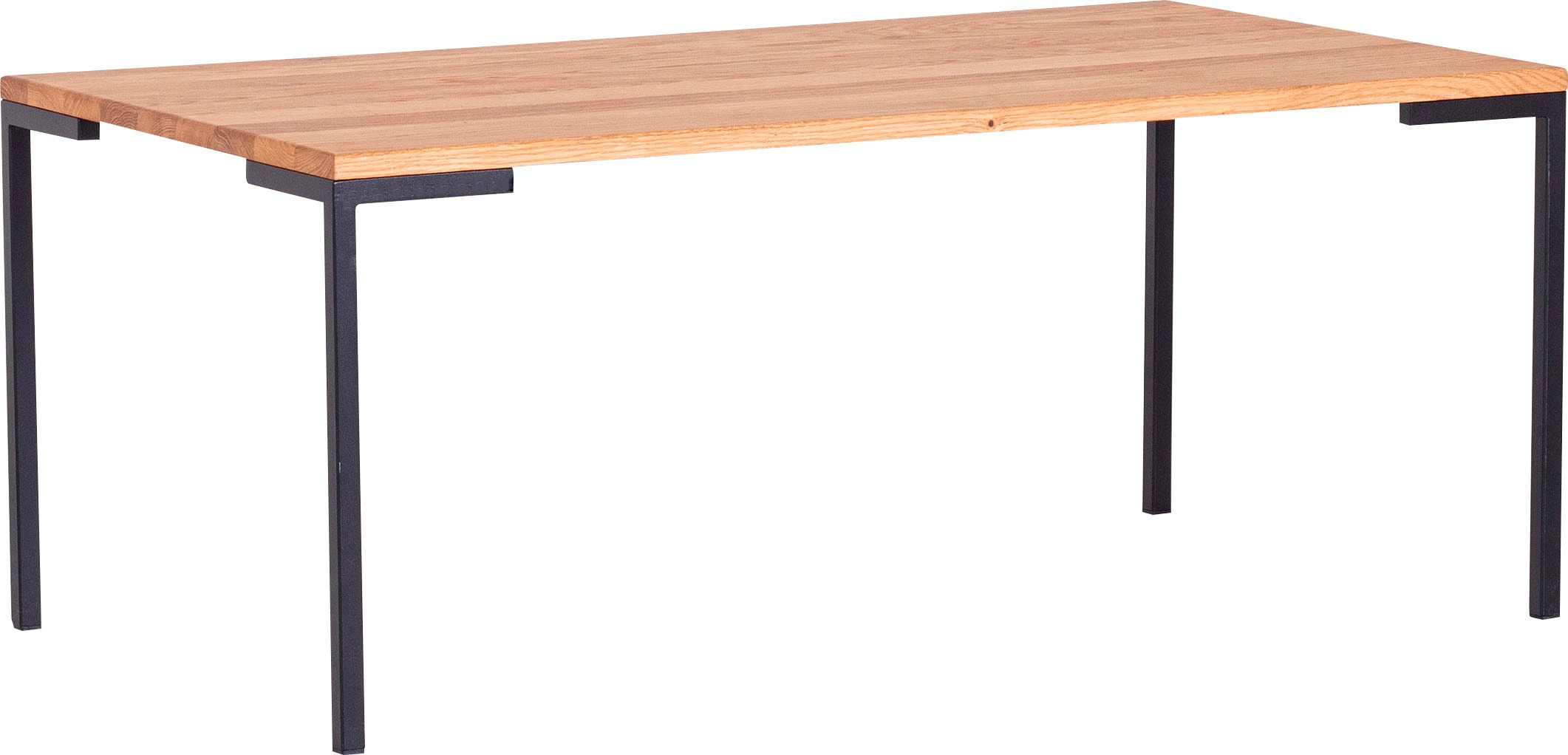 Homexperts Couchtisch »Roger«, Massivholz Eiche, Metall Untergestell in Schwarz, Breite 110 cm