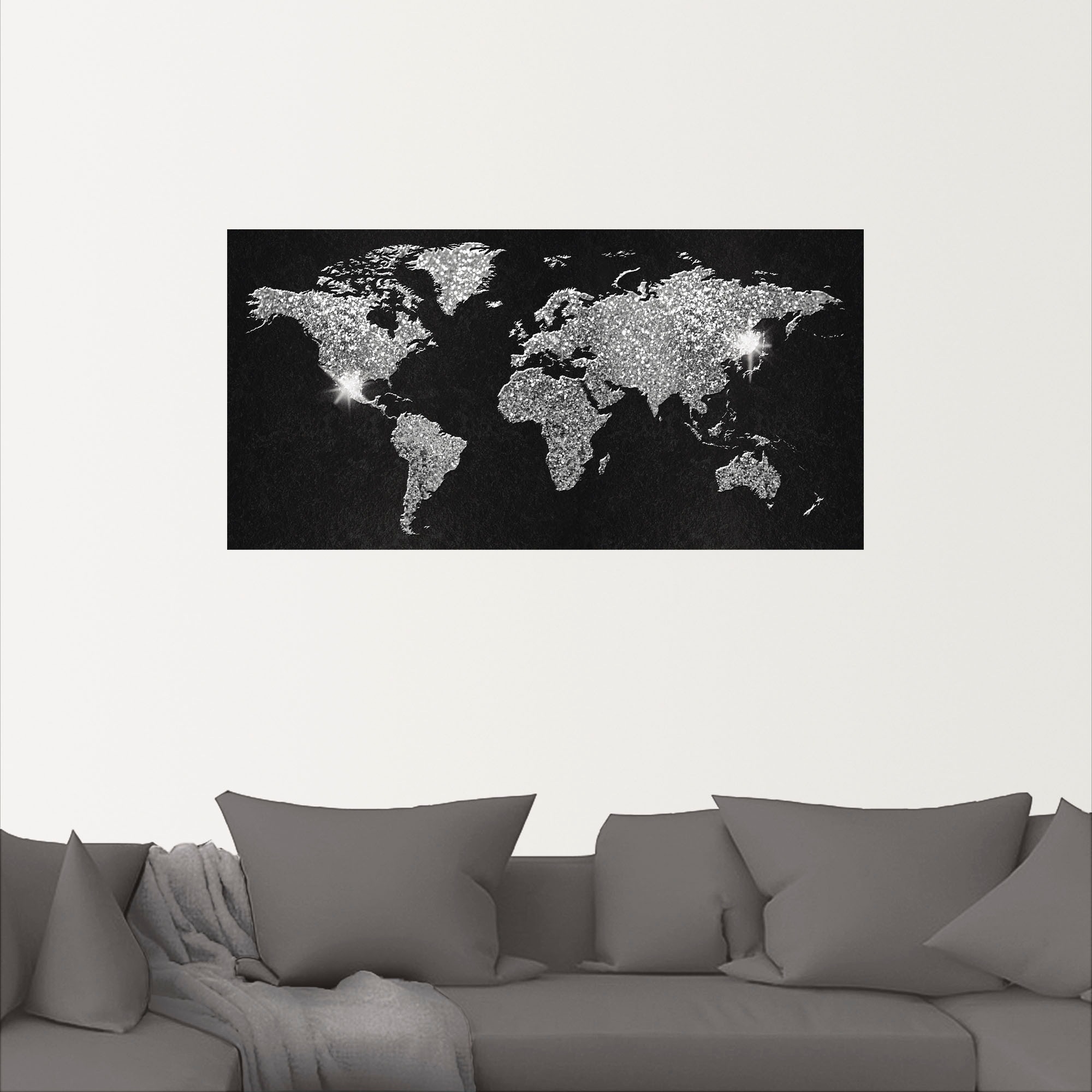 Artland Wandbild »Weltkarte Glitzer«, Land- & Weltkarten, (1 St.), als Alubild, Outdoorbild, Leinwandbild, Poster, Wandaufkleber