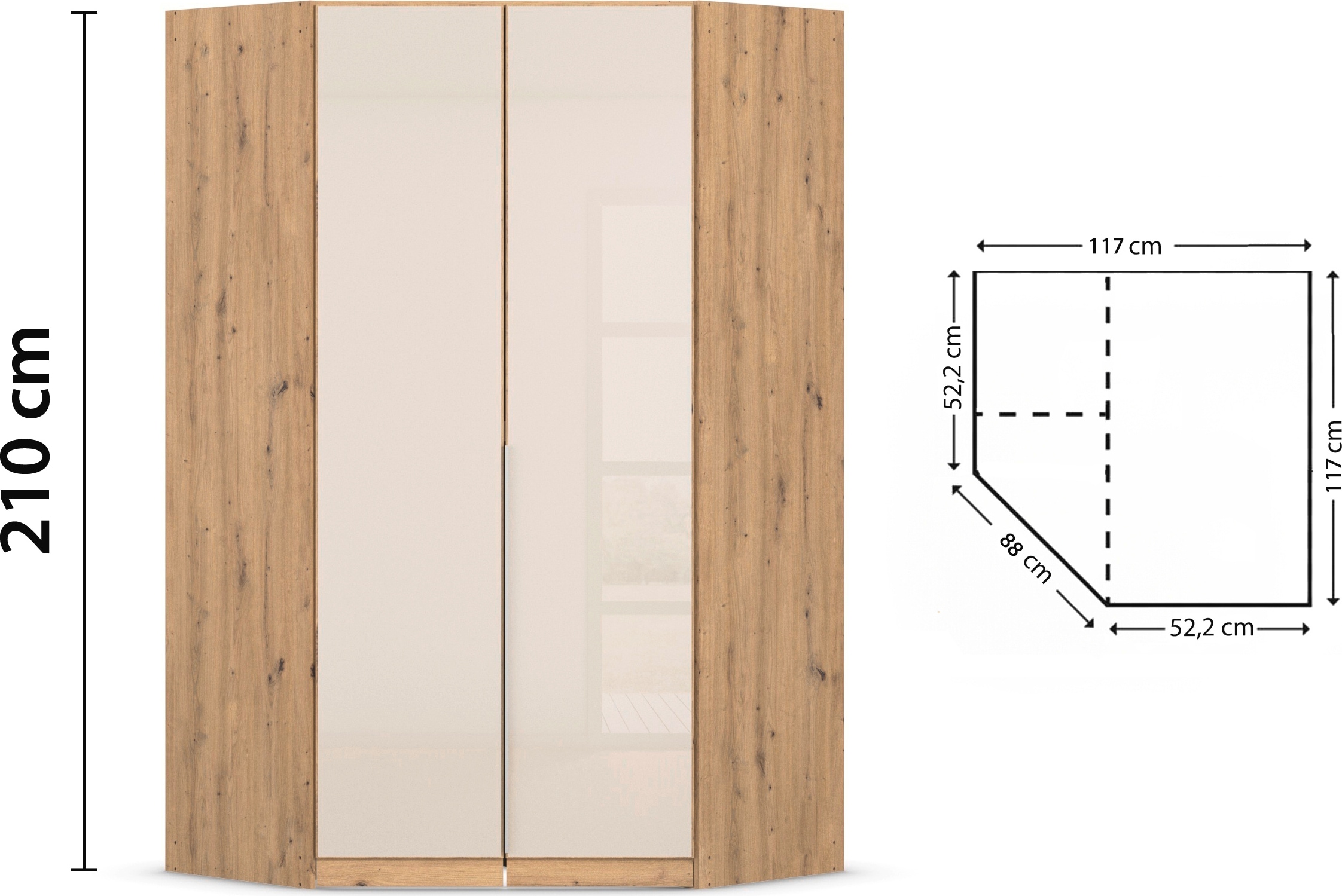 GOODproduct Kleiderschrank »Eckschrank Mehrzweckschrank Ankleide Schlafzimmer Garderobe AGORDO« Kaschmir, voll ausgestattet mit viel Stauraum MADE IN GERMANY