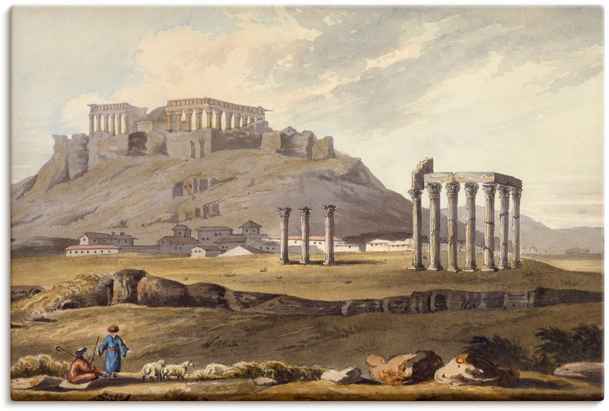 Image of Artland Leinwandbild "Der Tempel des olympischen Zeus" Gebäude 1 Stk. tlg. auf Holzrahmen gespannt