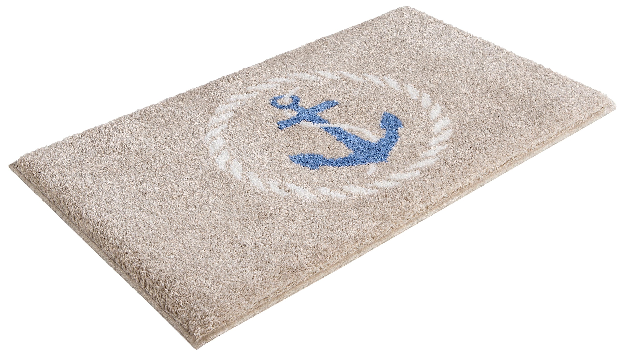 Grund Tapis de bain »Port Louis« Höhe 20 mm revêtement antidérapant compatible chauffage au sol Design avec ancre, maritime, Made in Europe