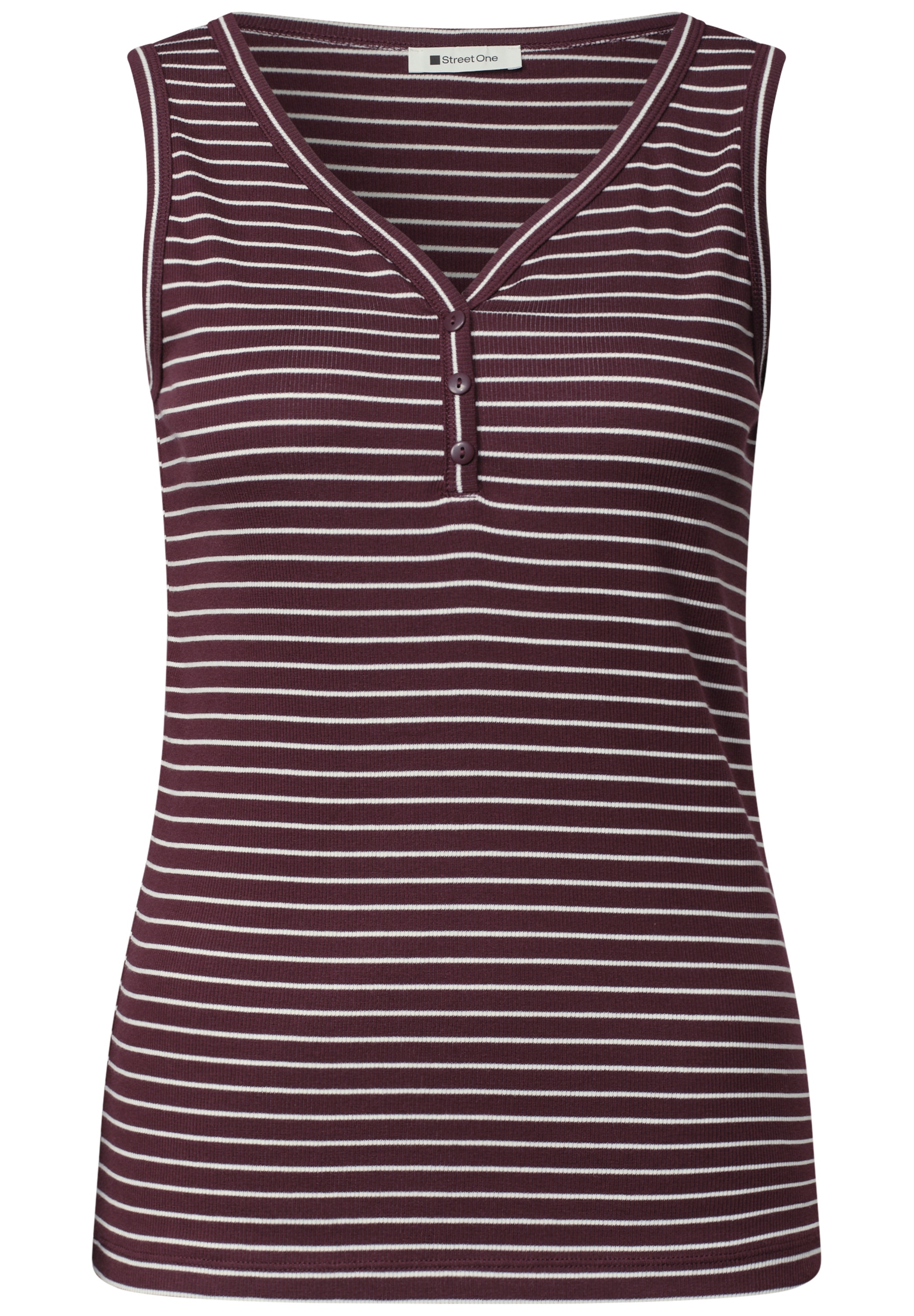 STREET ONE Haut de chemise Sommertop mit V-Neck und Streifen