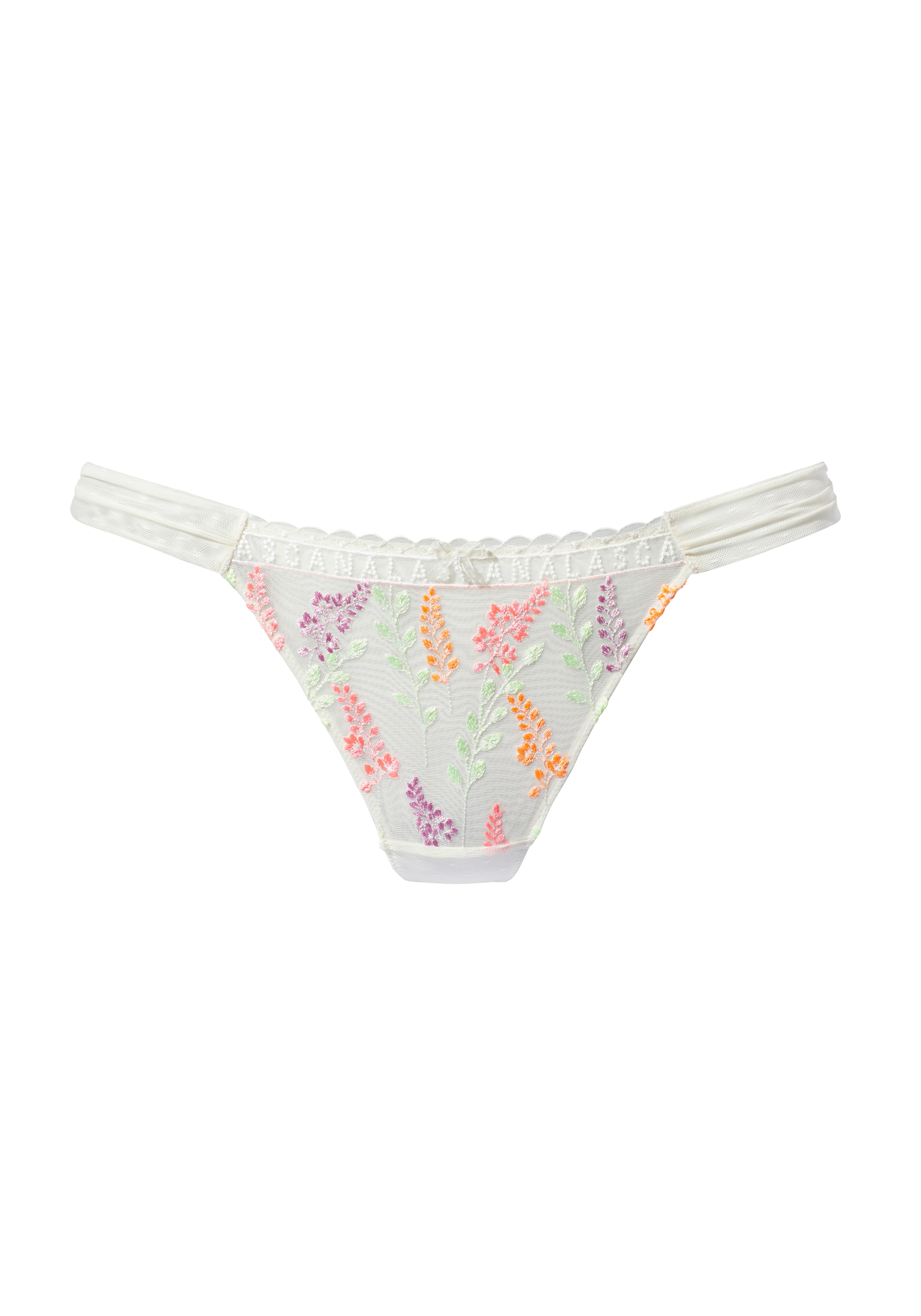 LASCANA String, aus Mesh mit zarter, glänzender Blumenstickerei
