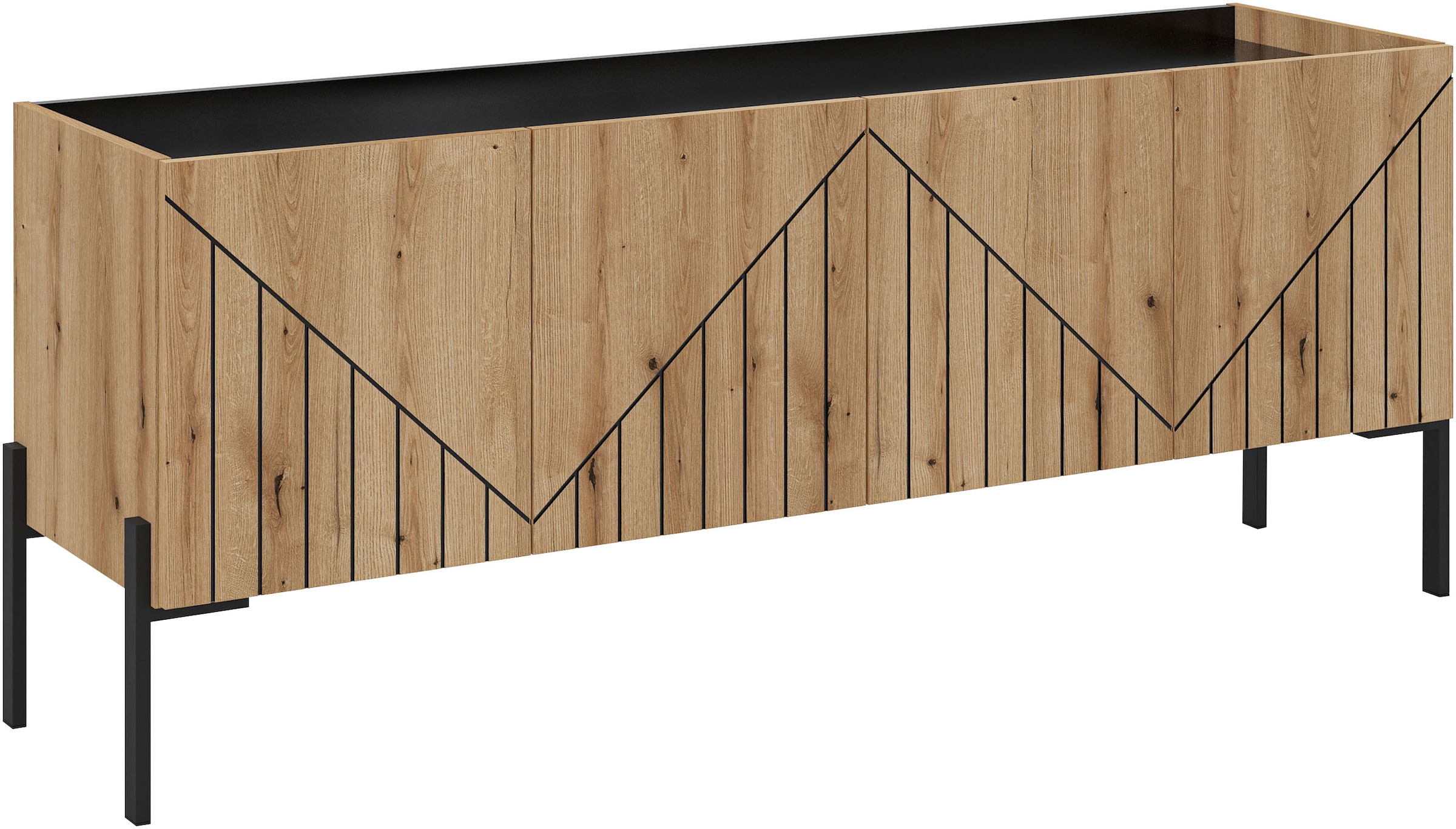 Image of Home affaire Lowboard "SNETT, Breite: 155cm, mit Metall-Stabfüssen, 4 Türen, 2 Einlegeböden" TV-Lowboard, Mediaschrank, Mediaboard, TV-Schrank, Schrank, Board
