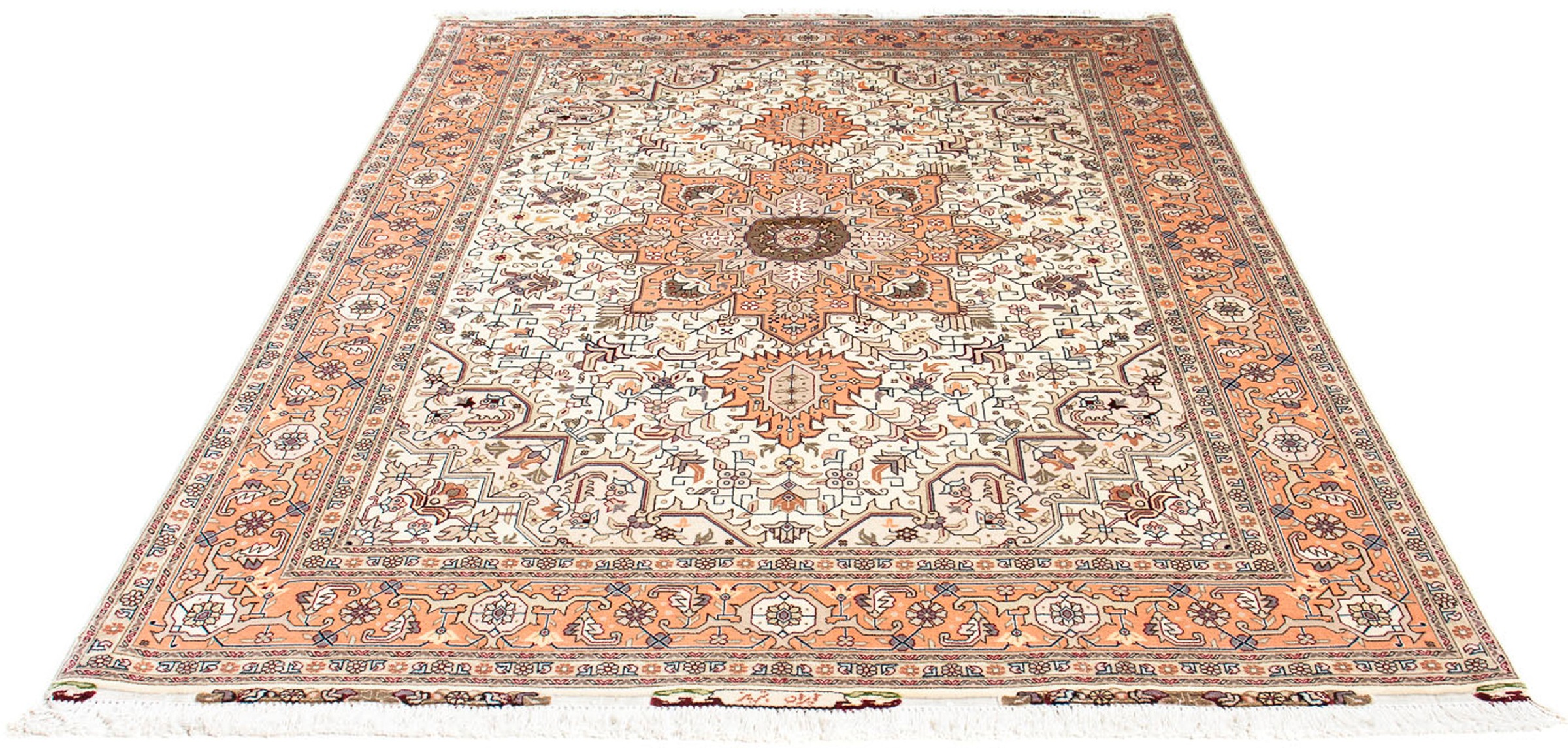 Image of morgenland Orientteppich »Perser - Täbriz - Royal - 208 x 154 cm - beige«, rechteckig, 7 mm Höhe, Wohnzimmer, Handgeknüpft, Einzelstück mit Zertifikat bei Ackermann Versand Schweiz
