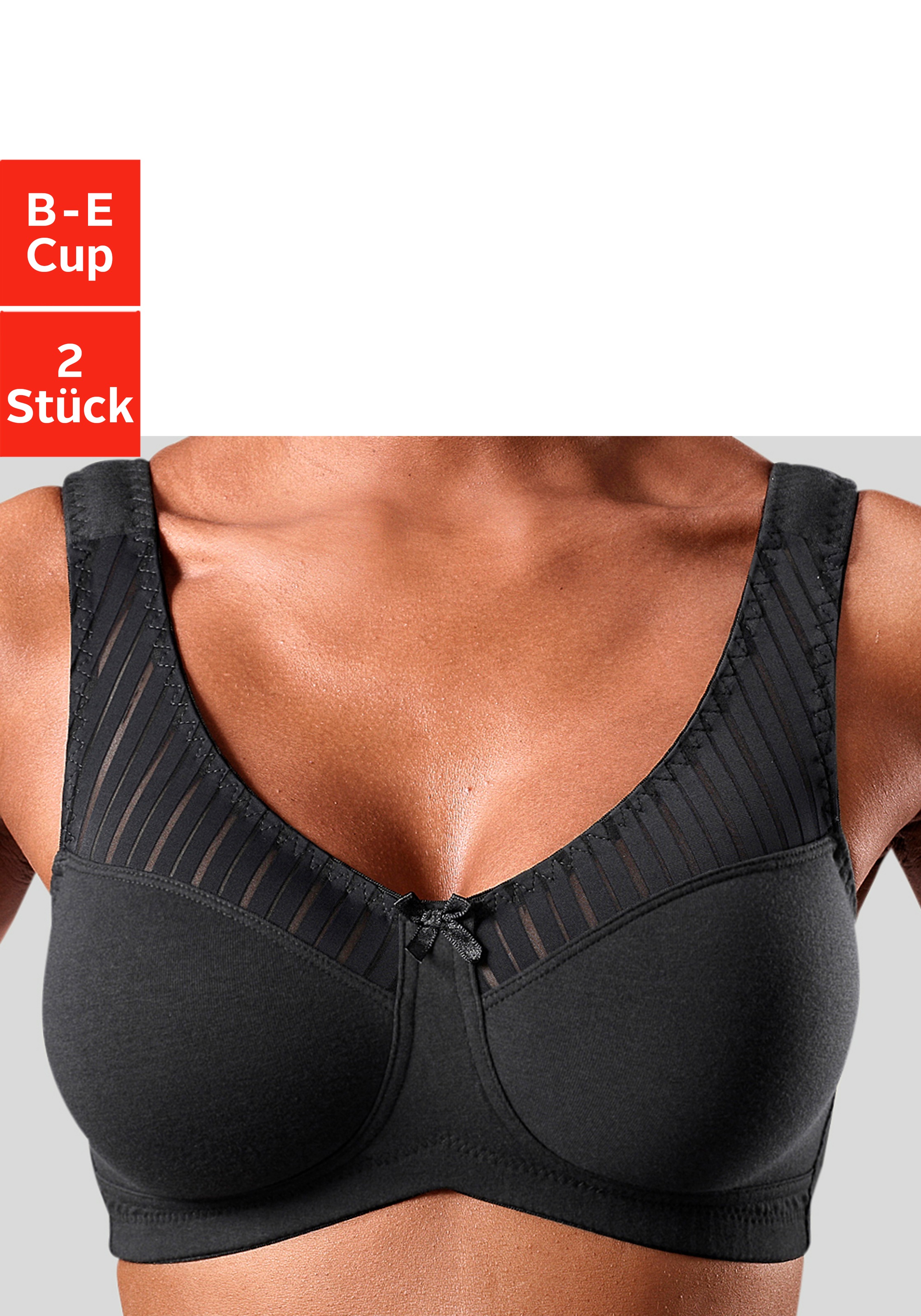 Image of Nuance Bügelloser BH, (2 Stück), mit schickem Streifenmaterial, Basic Dessous bei Ackermann Versand Schweiz