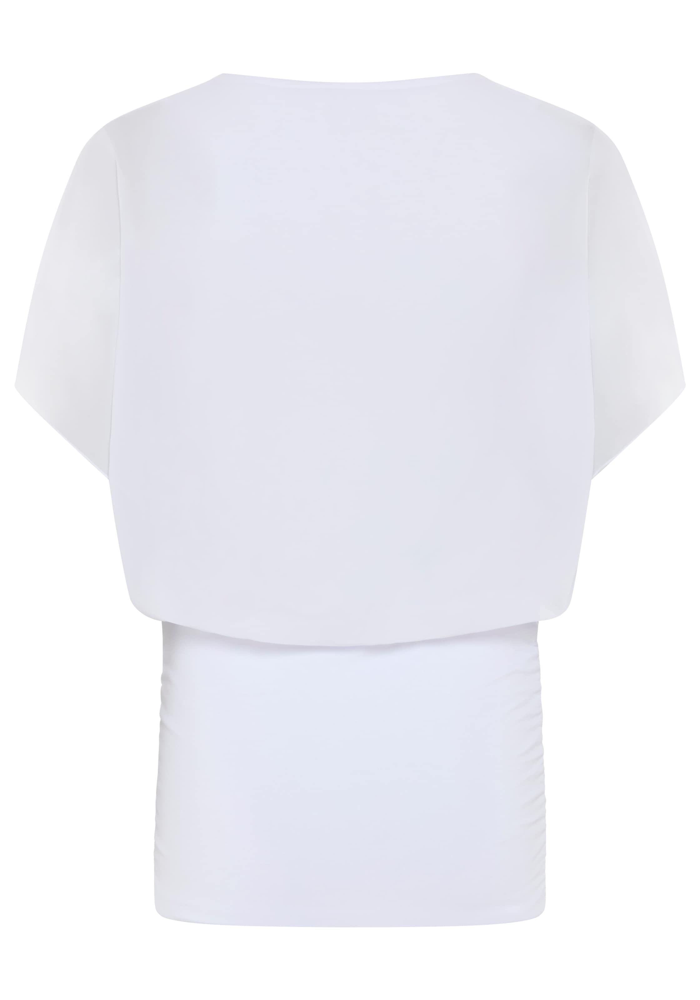 Laura Scott Chiffonbluse figurenbetont, hüftbedeckende Länge, V-Ausschnitt, unifarben