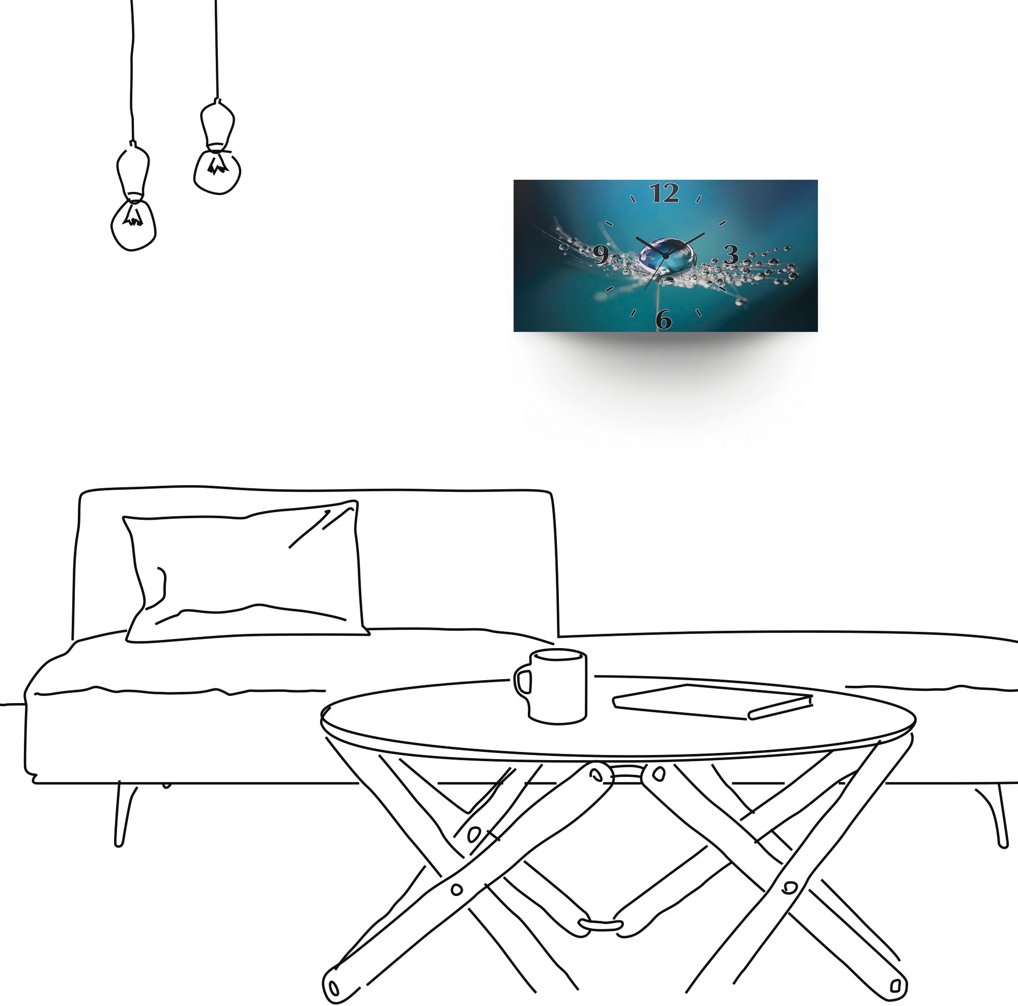 Artland Horloge murale »Pusteblume Tautropfen blau« wahlweise mit Quarz- oder Funkuhrwerk, lautlos ohne Tickgeräusche