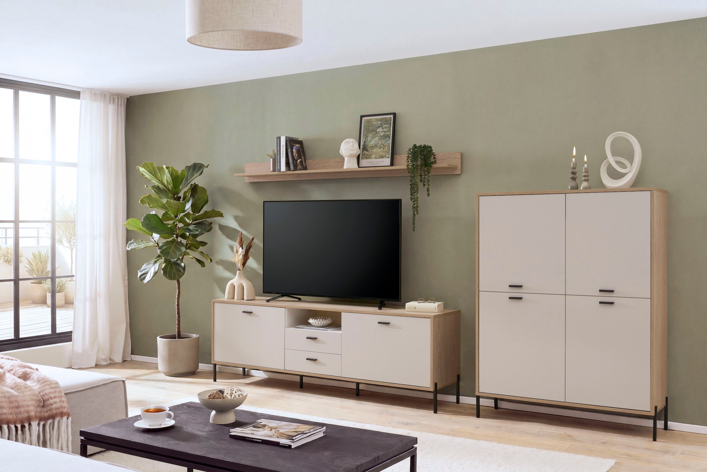 Home affaire Wohnwand »Fredericia, moderne Anbauwand, Komplettset in Kaschmir« Set, 3 Stk. tlg.