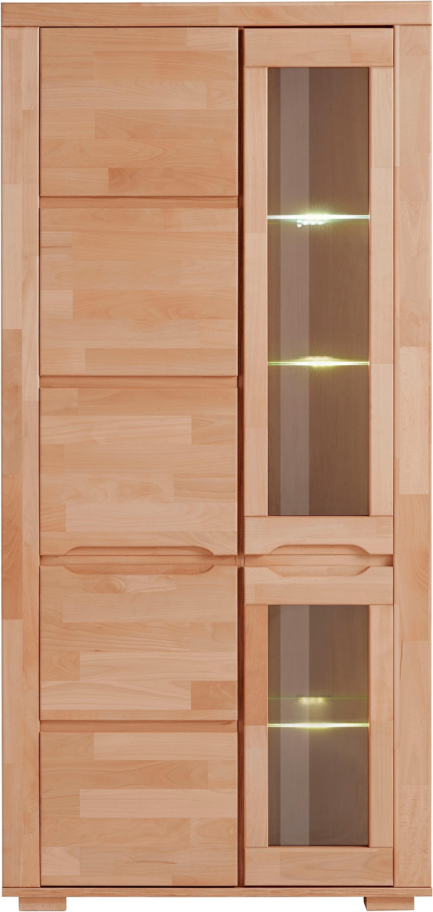 Image of GOODproduct Vitrine "DENIS70, Wohnzimmer, viel Stauraum, verstellbaren Einlegeböden, geölt" B/T/H:90/40/190cm, Front Kernbuche massivholz,10 Fächer, Grifflos