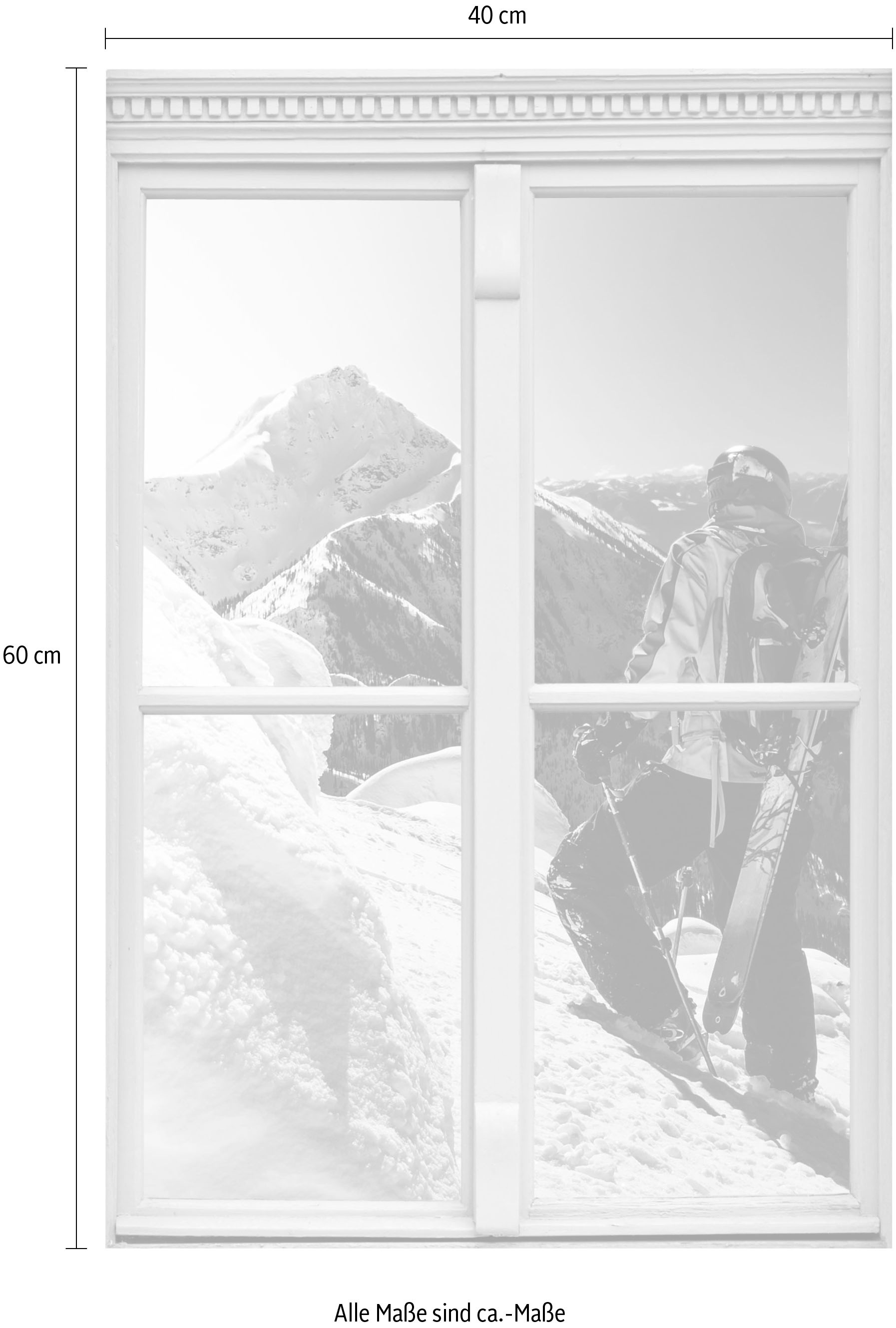 queence Wandsticker »Skifahrer«, Wandsticker, Wandbild, selbstklebend, 3D, Fenster