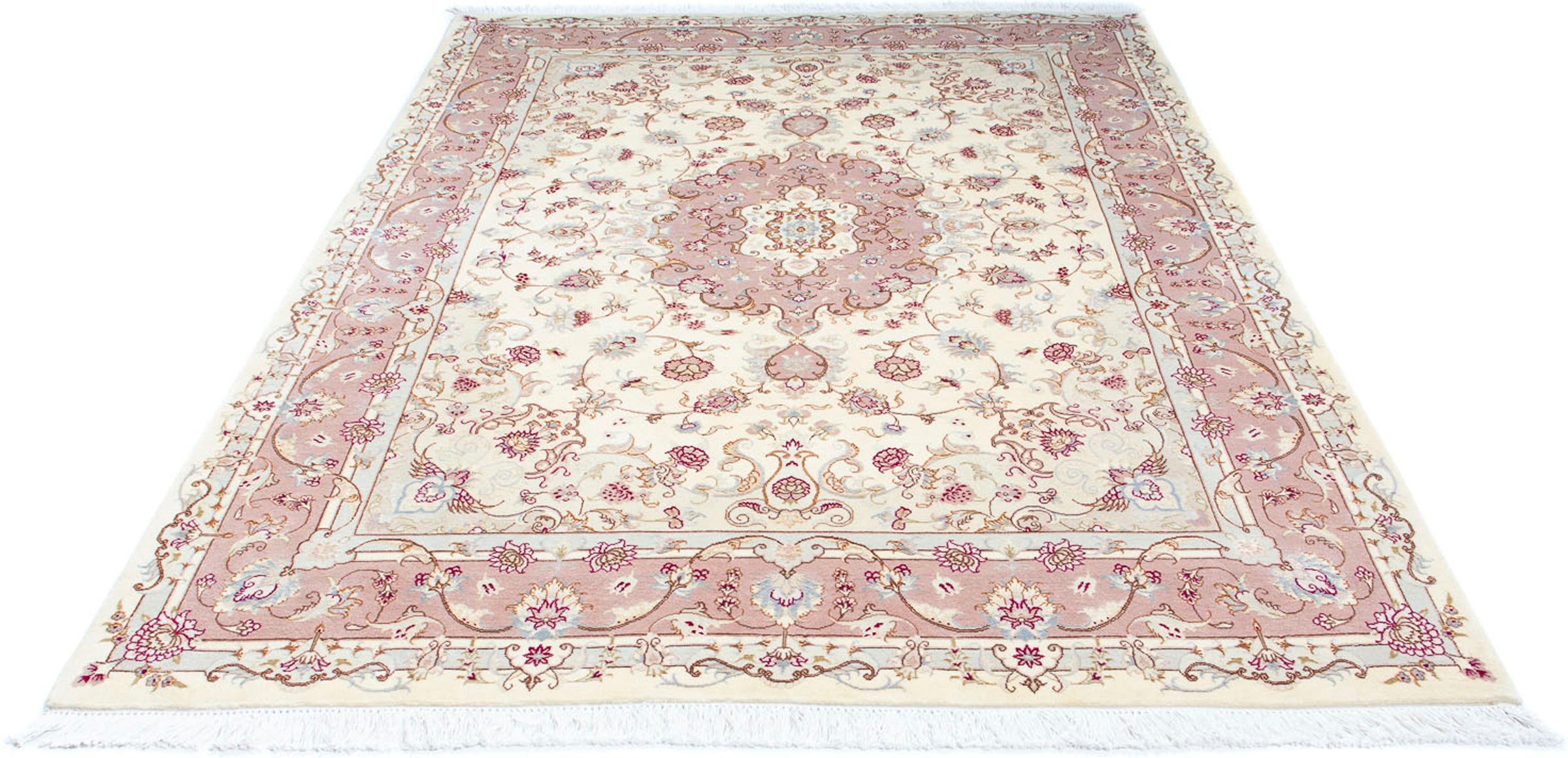 Image of morgenland Orientteppich »Perser - Täbriz - Royal - 246 x 167 cm - beige«, rechteckig, 7 mm Höhe, Wohnzimmer, Handgeknüpft, Einzelstück mit Zertifikat bei Ackermann Versand Schweiz