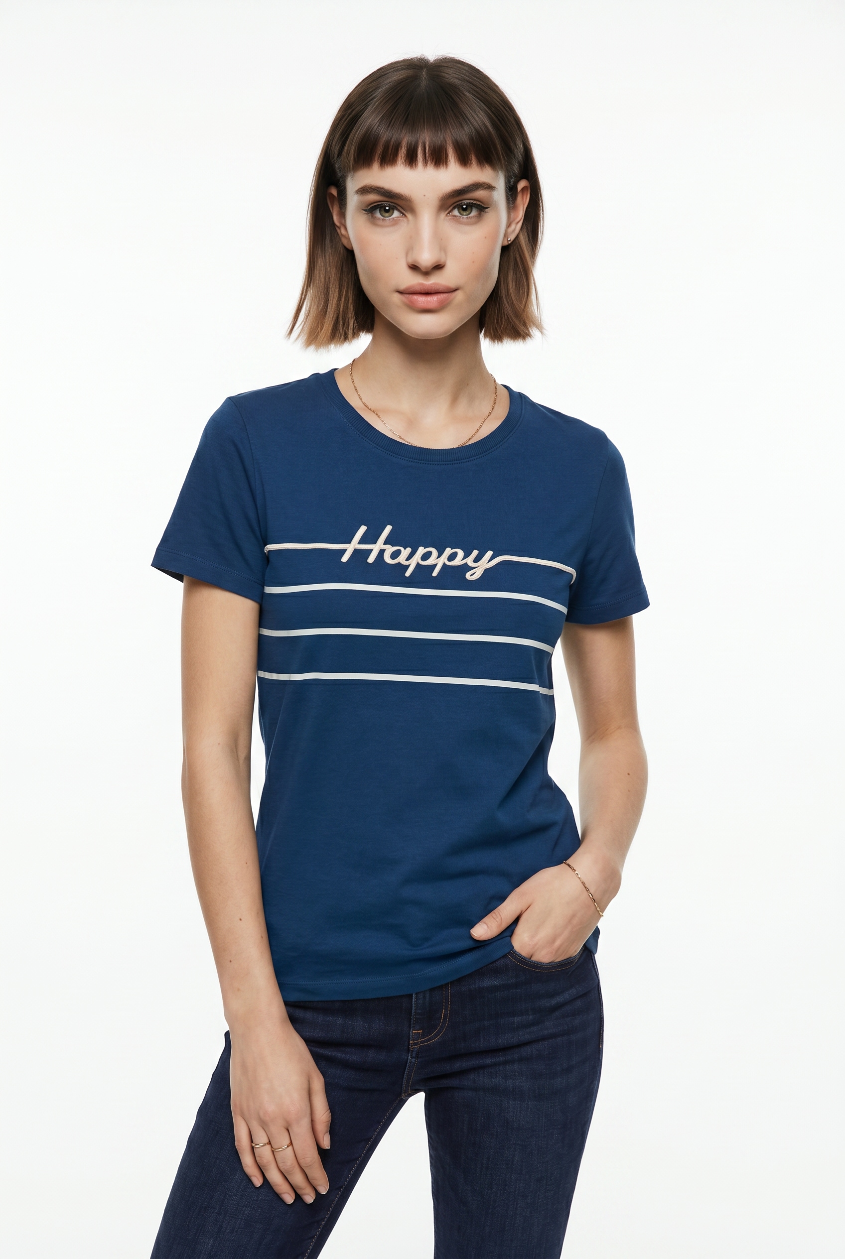 Image of Vero Moda Kurzarmshirt "VMLINE SS TOP BOX JRS" Baumwolle, regular fit