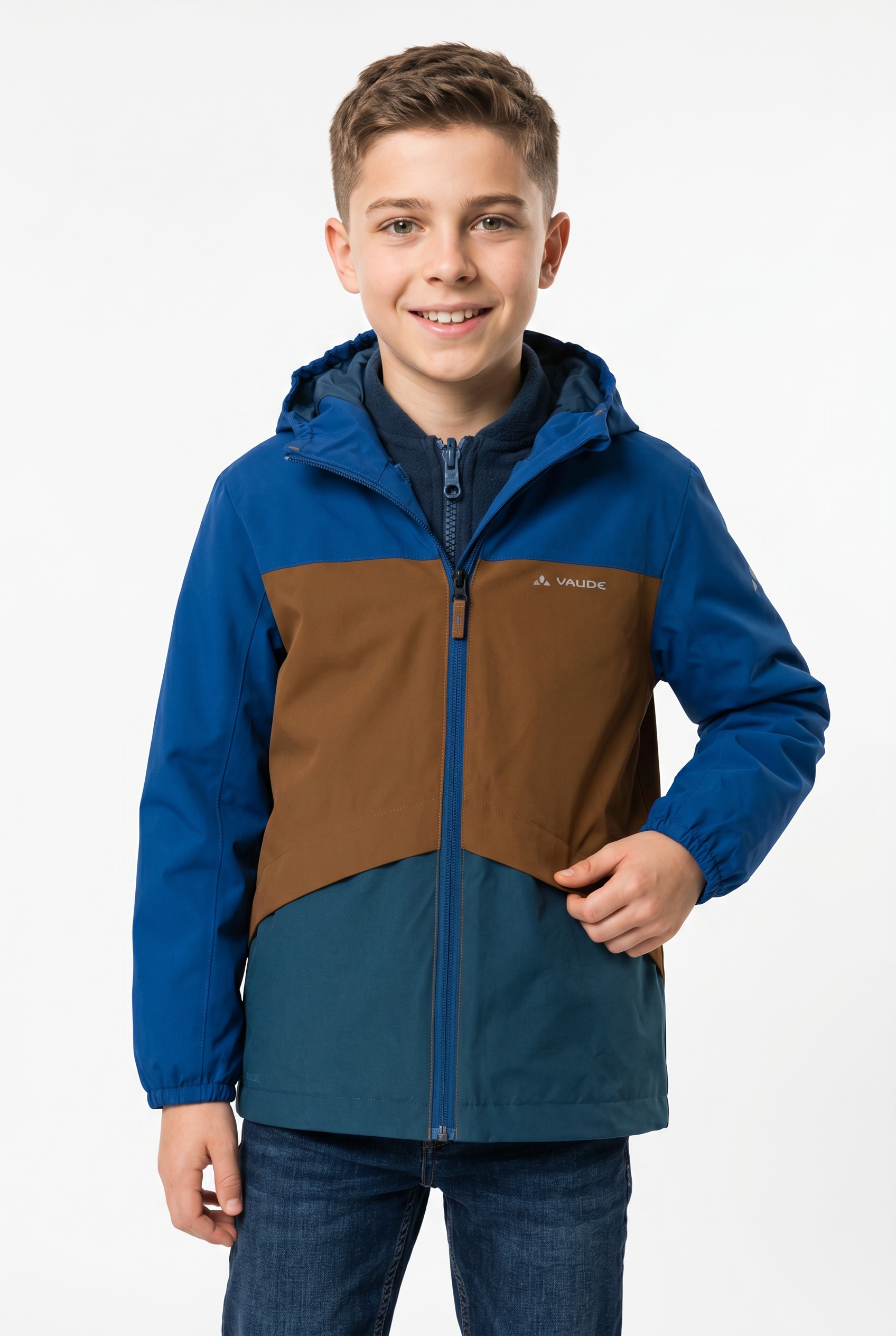 Image of VAUDE 3-in-1-Funktionsjacke "KIDS ESCAPE 3IN1 JACKET" 2 Stk. tlg. mit Kapuze wasserdicht, winddicht, mit Fleece-Innenjacke, mit Aussentaschen