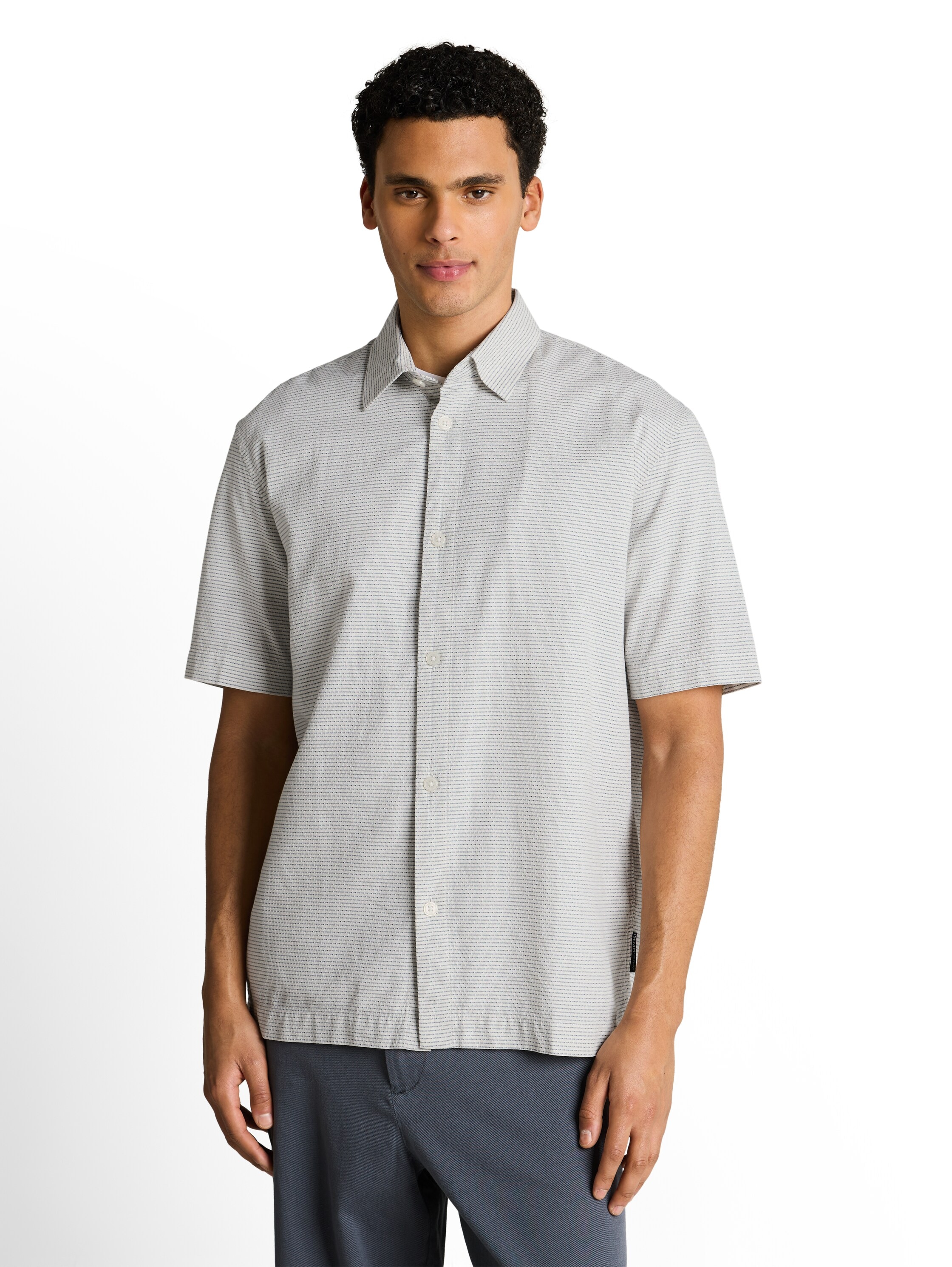 Image of TOM TAILOR Denim Kurzarmshirt mit Streifen Muster