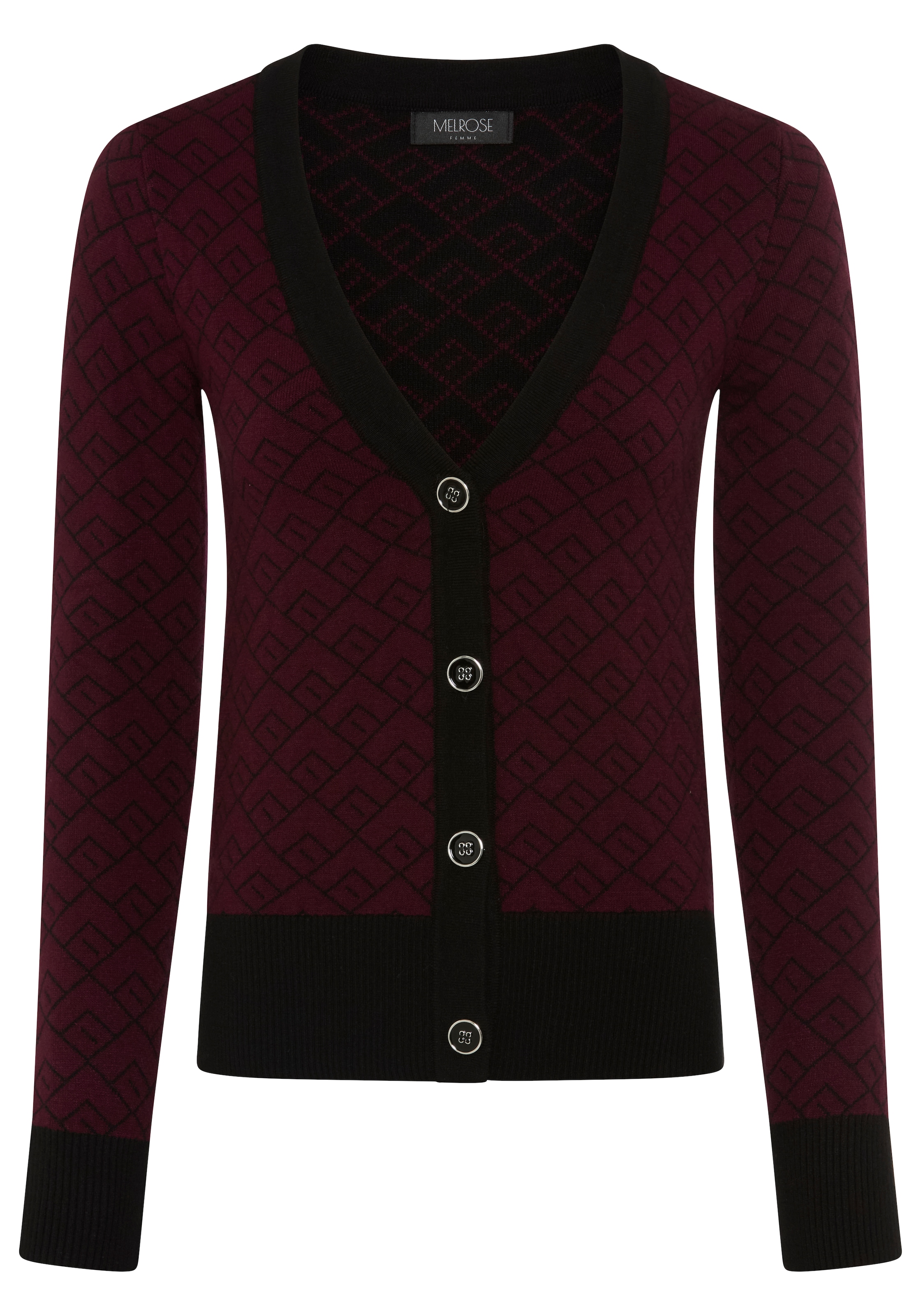 Melrose Veste en tricot en motif jacquard tendance avec patte de boutonnage