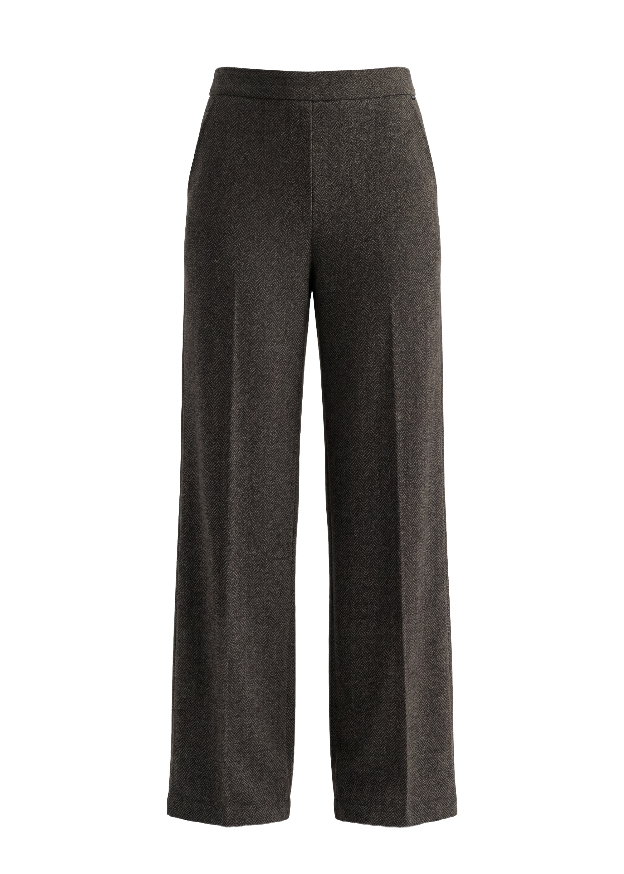 Stehmann Schlupfhose  mit Fischgrätmuster und weitem Bein / Stretch