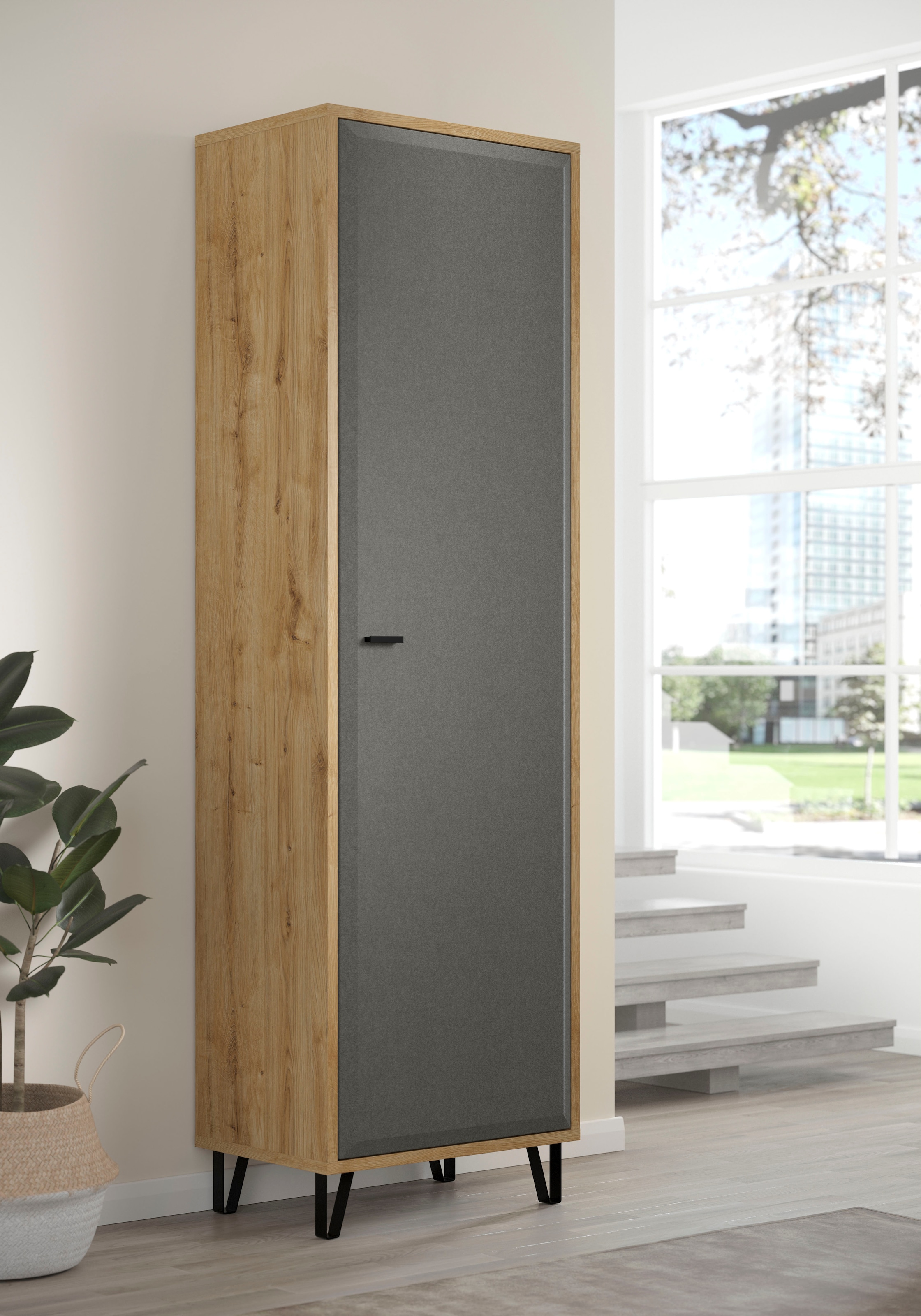 Home affaire Armoire vestiaire »Belva« 1 cuis tlg. Flurschrank mit 5 verstellbaren Böden und ausziehbarer Kleiderstange