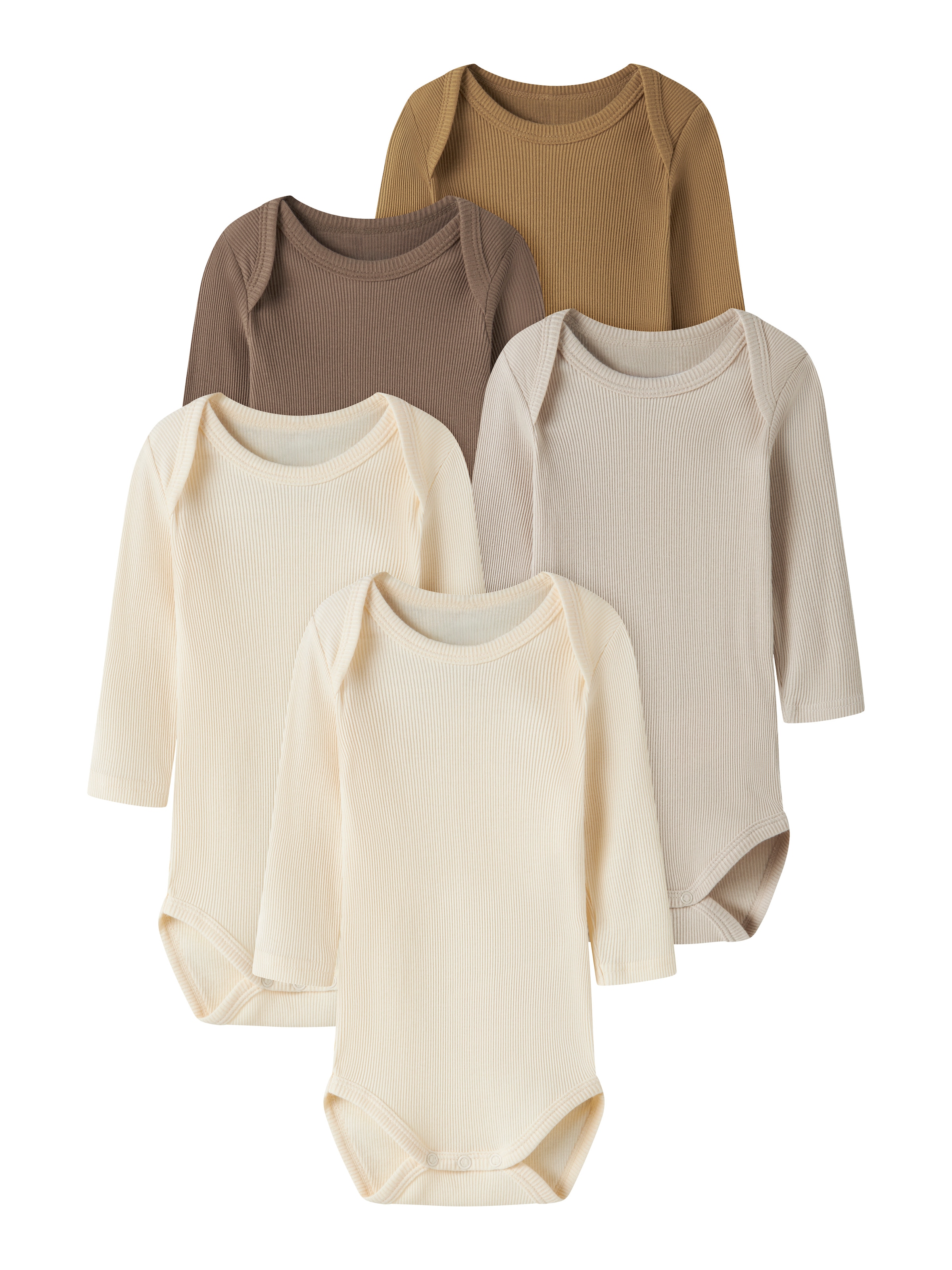 Name It Langarmbody »NBNBODY für Mädchen und Jungen mit Rippstruktur und Komfort« Packung, 5 unifarben, casual, regular fit, Baumwolle, Rundhals