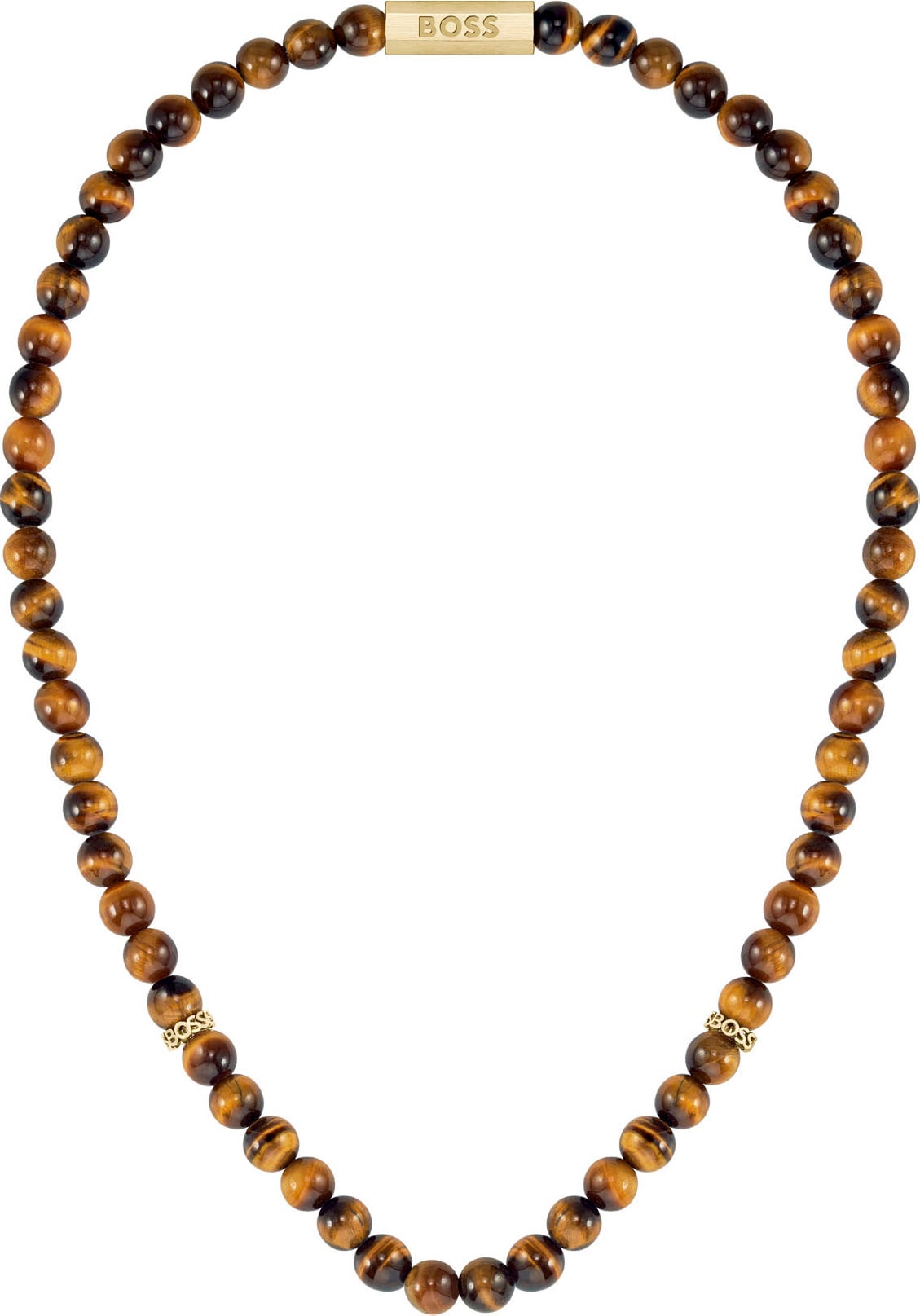 Image of BOSS Edelstahlkette "SPHERE" mit Tigerauge