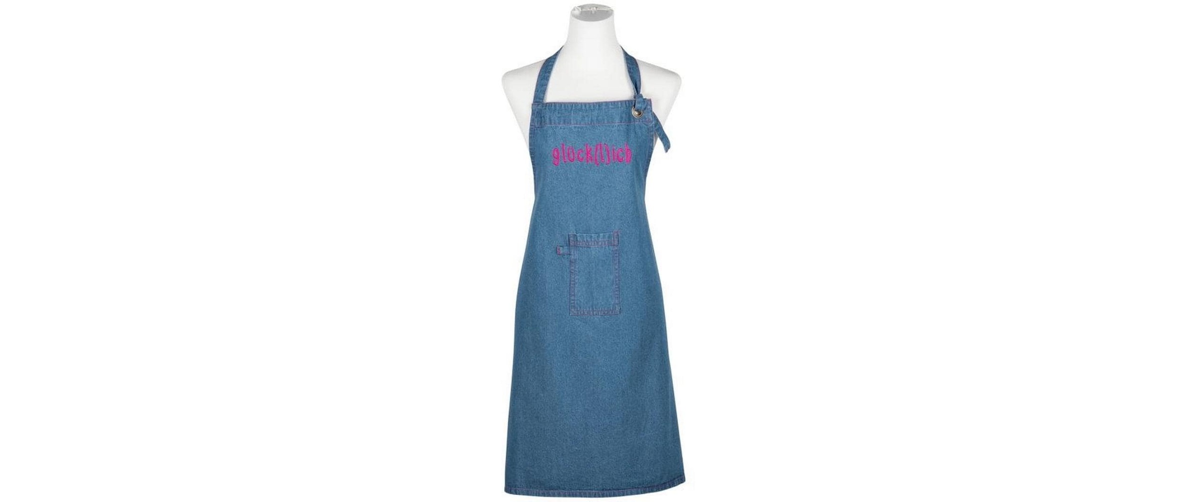 Image of PAD Kochschürze "Denim Glücklich 80 x 70 cm" Stylische Küchenschürze in Jeansoptik