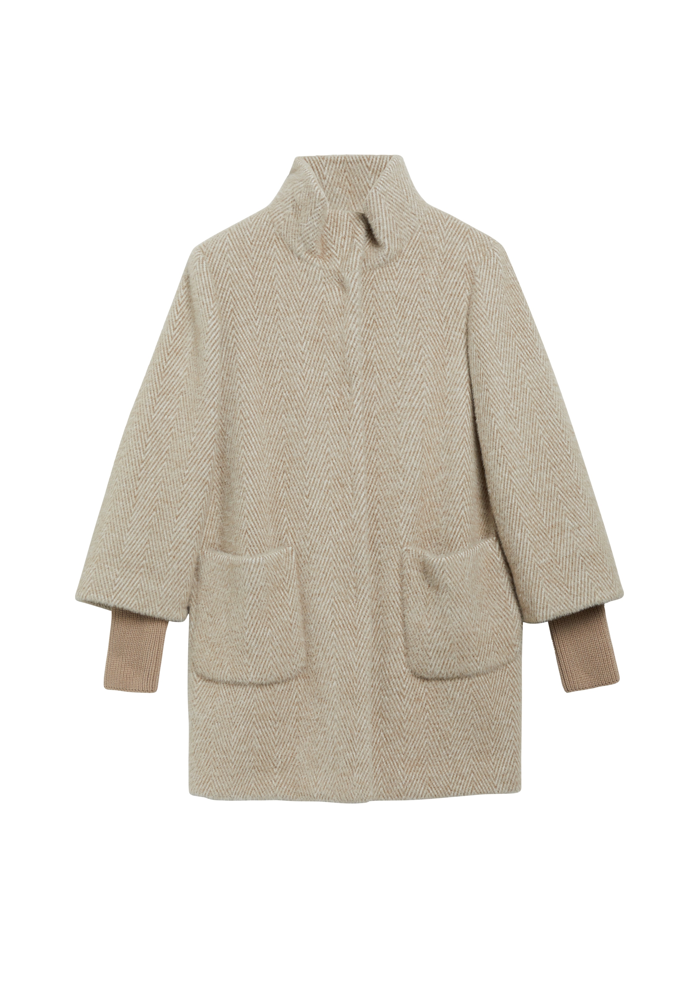 s.Oliver BLACK LABEL Manteau long manteau en laine avec col montant / poignets tricotés plats