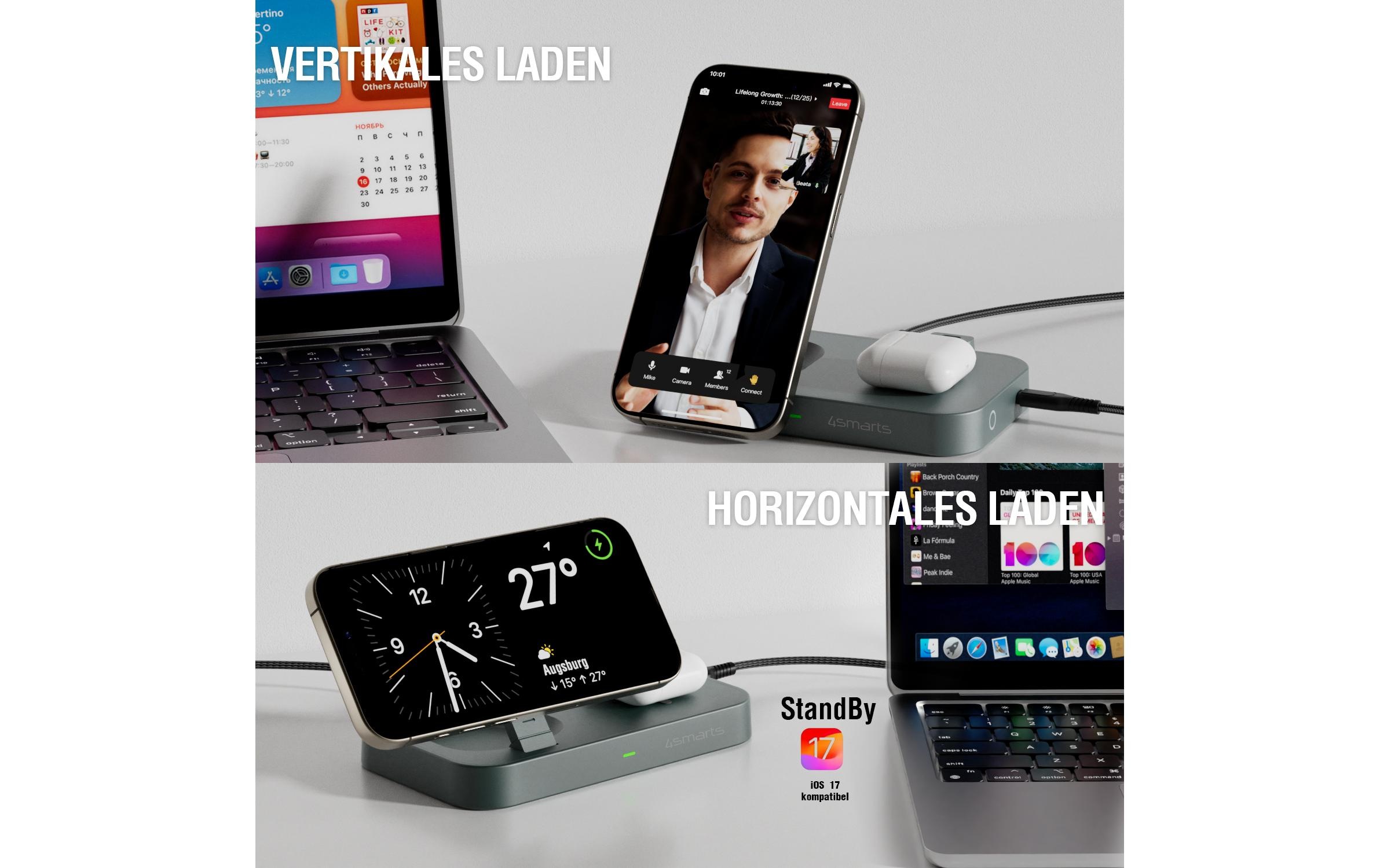 4smarts USB-Ladegerät »Qi2 Schwarz«