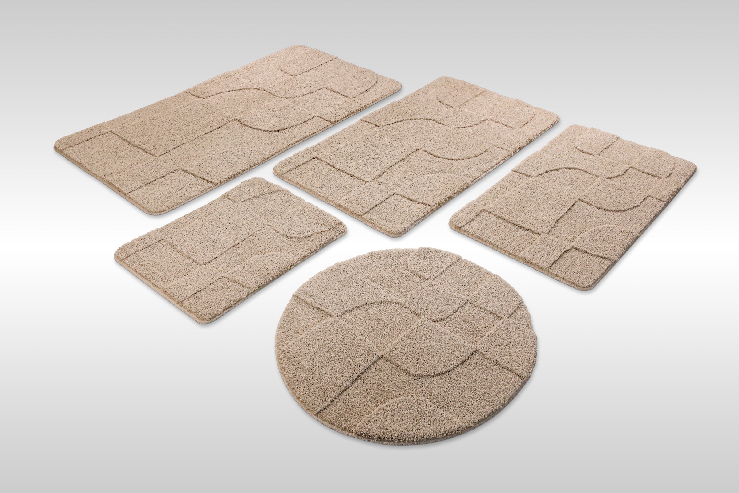 Image of Wecon home Badematte "Davie" Höhe 25 mm rutschhemmend beschichtet schnell trocknend Badteppich, Hoch-Tief-Effekt, weich, rutschhemmend, waschbar, getuftet