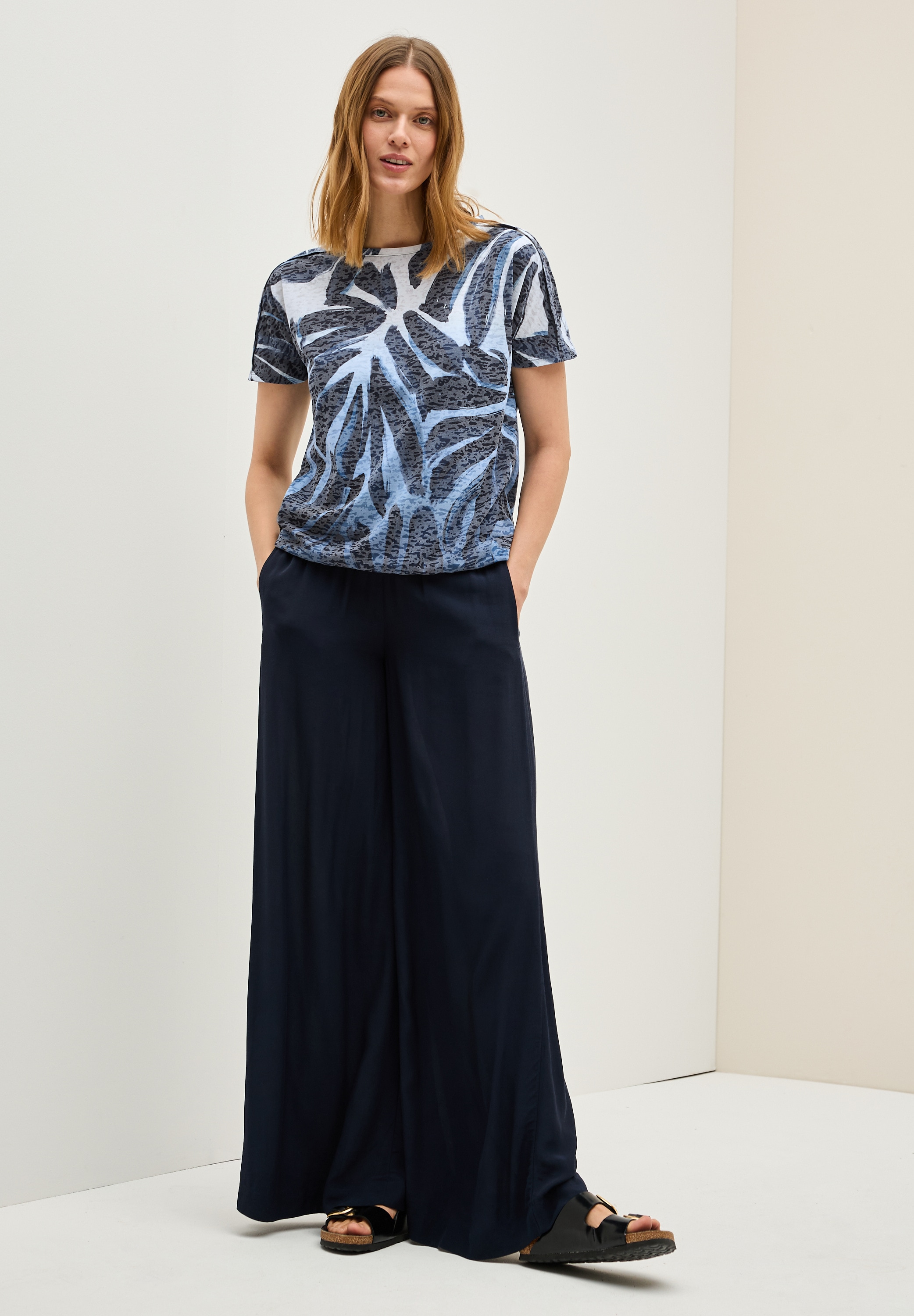 Cecil Print-Shirt, in Ausbrenner-Optik und mit floralem Muster