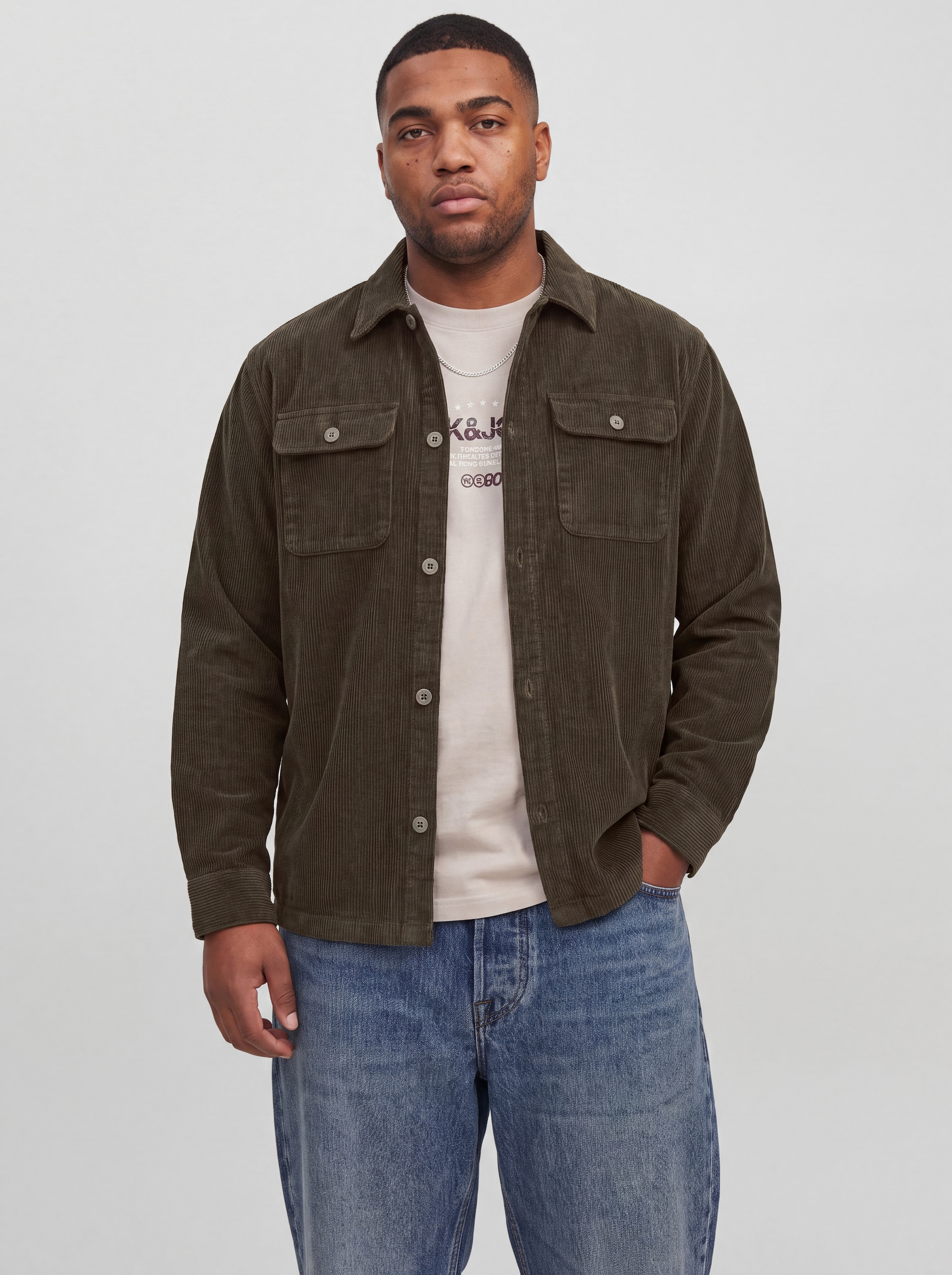 Jack & Jones PlusSize Langarmhemd »JJEREGENT CORD OVERSHIRT LS SN PLS« Baumwolle, regular fit