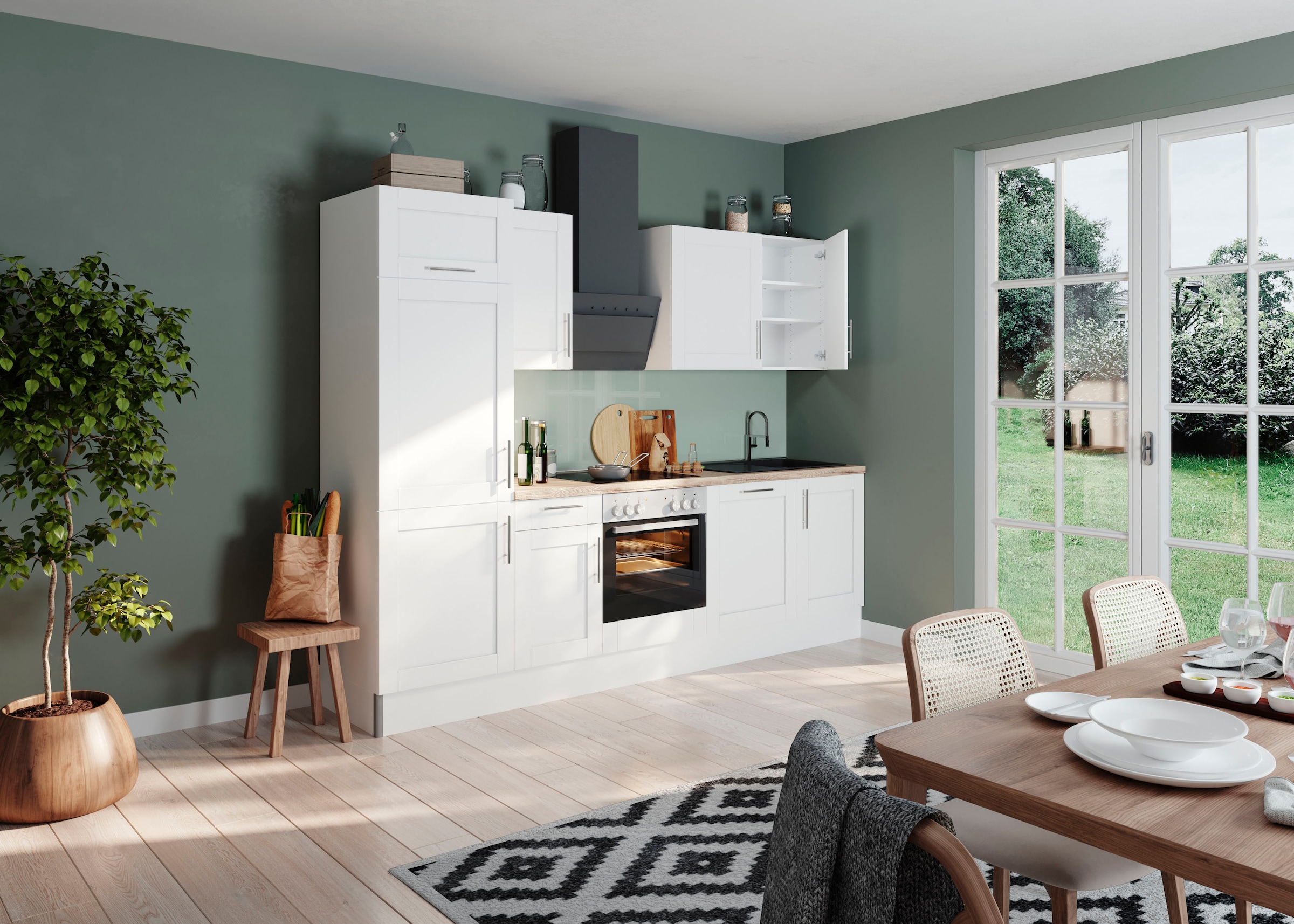KOCHSTATION Cuisine »KS-Ahus« 280 cm breit,wahlweise mit E-Geräten,MDF Fronten, Soft Close Funktion