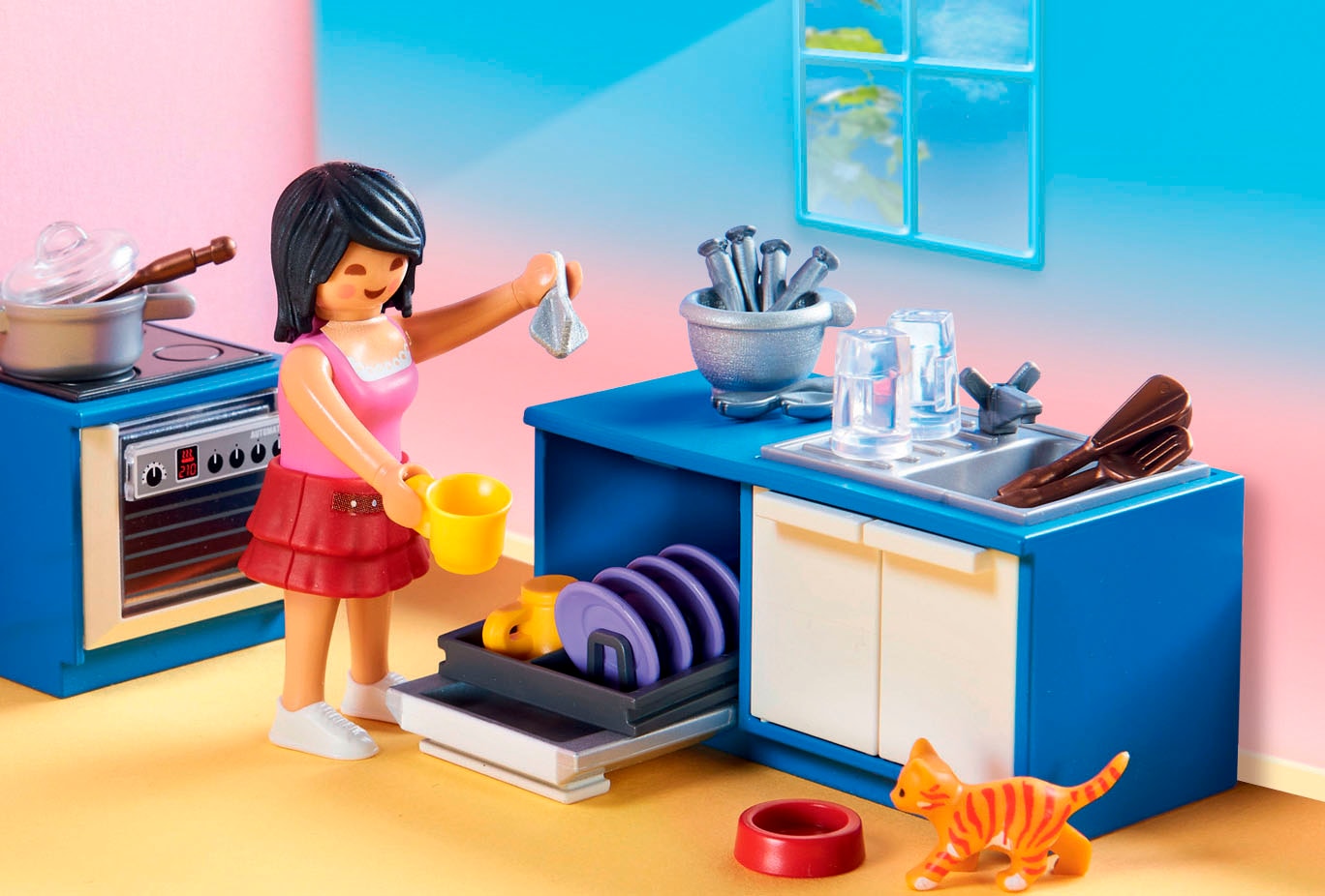 Playmobil® Konstruktions-Spielset »Familienküche (70206), Dollhouse« Made in Germany