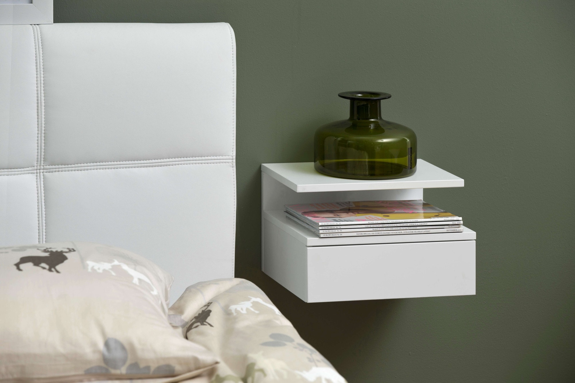 ACTONA GROUP Nachttisch »Ashlan Nachtkommode« Nachtschrank, wandmontiert, 1 Schublade, 1 Fachboden, Metallschienen