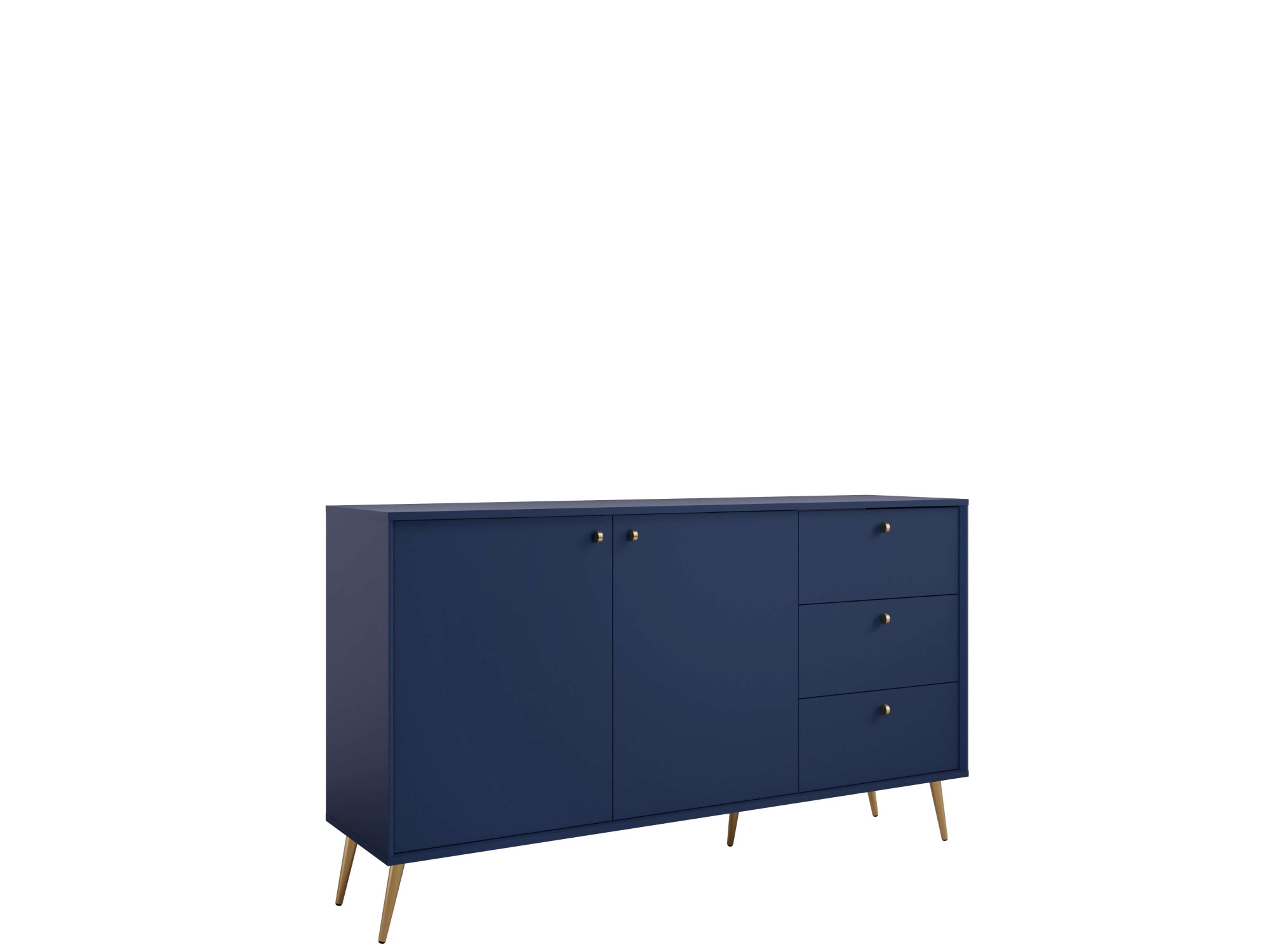 Home affaire Kommode »ROMILDA Sideboard mit 3 Schubladen und 2 Türen, B/T/H: 156/40,5/89 cm« Kommode mit goldenen Griffen auf goldenen Füssen, viel Stauraum