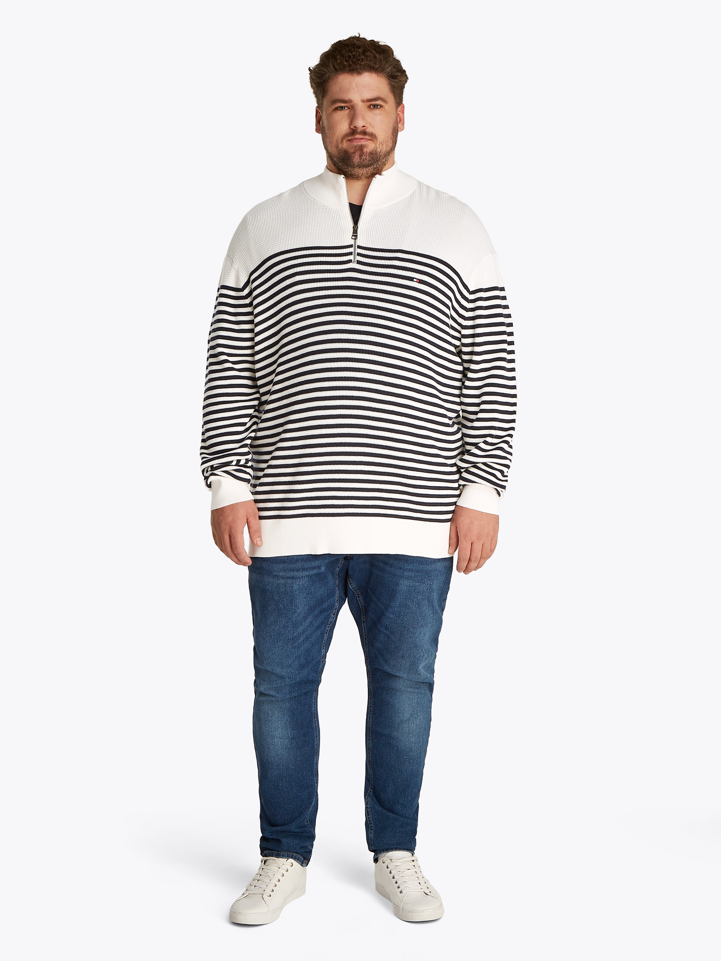 Tommy Hilfiger Big & Tall Troyer »BT-RACKING STRUCTURE ZIP MOCK-B«, Grosse Grössen, mit feiner Struktur