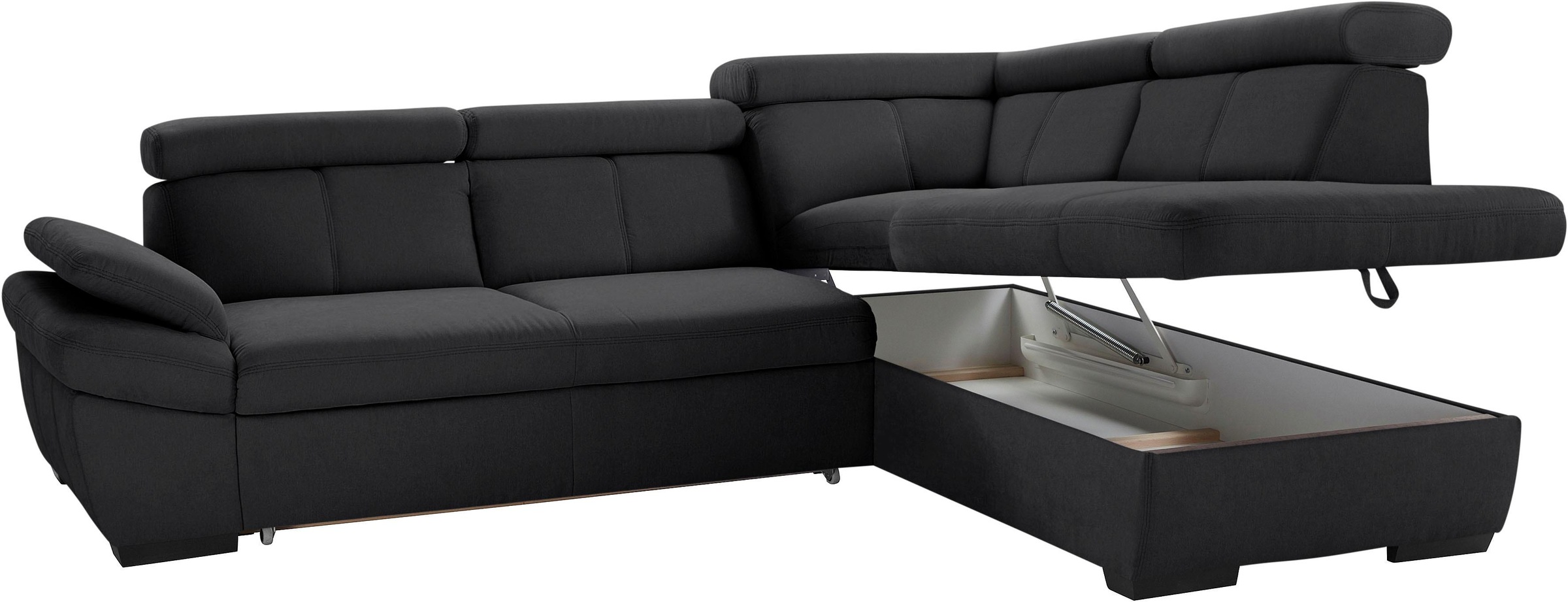 exxpo - sofa fashion Ecksofa »Salerno, klassisch modernes Funktionssofa, hoher Sitzkomfort, L-Form«, inkl. Kopf- und Armteilverstellung, wahlweise mit Bettfunktion